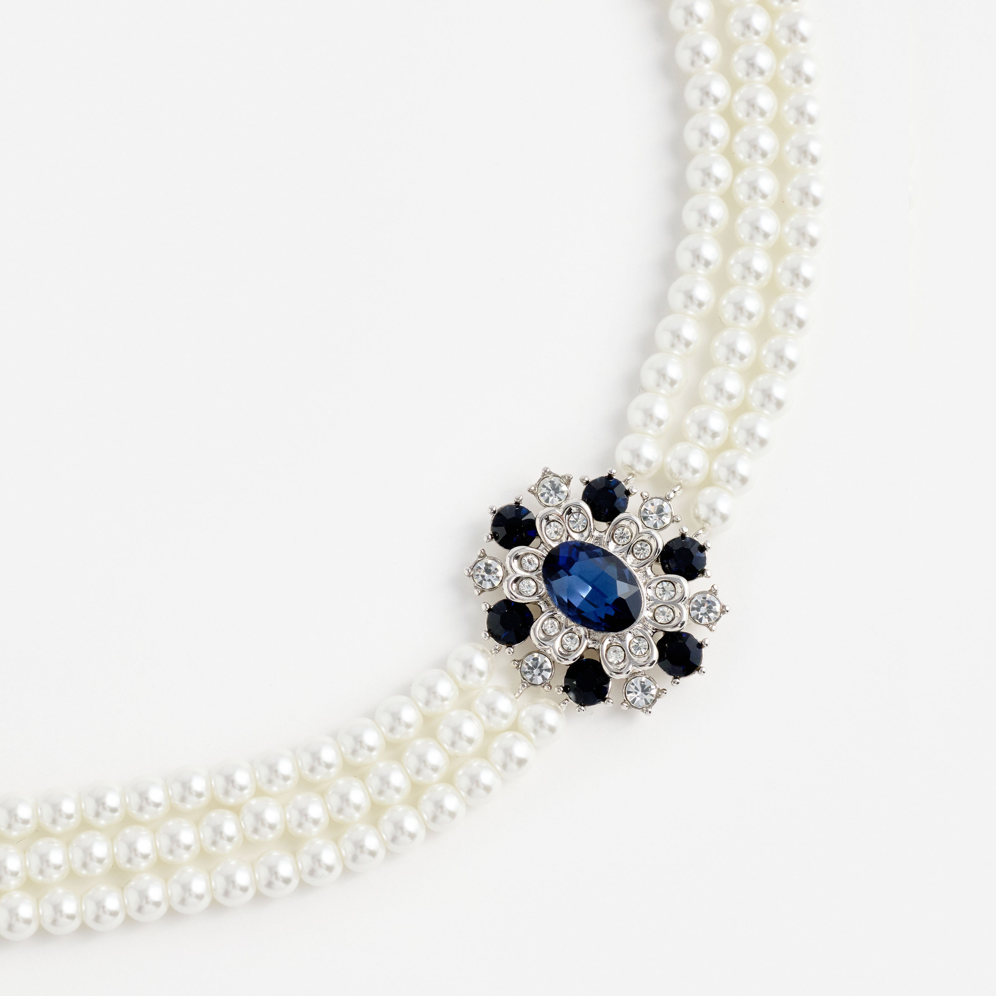 Self Portrait Blue Crystal Pearl Choker Perlenkette Blau