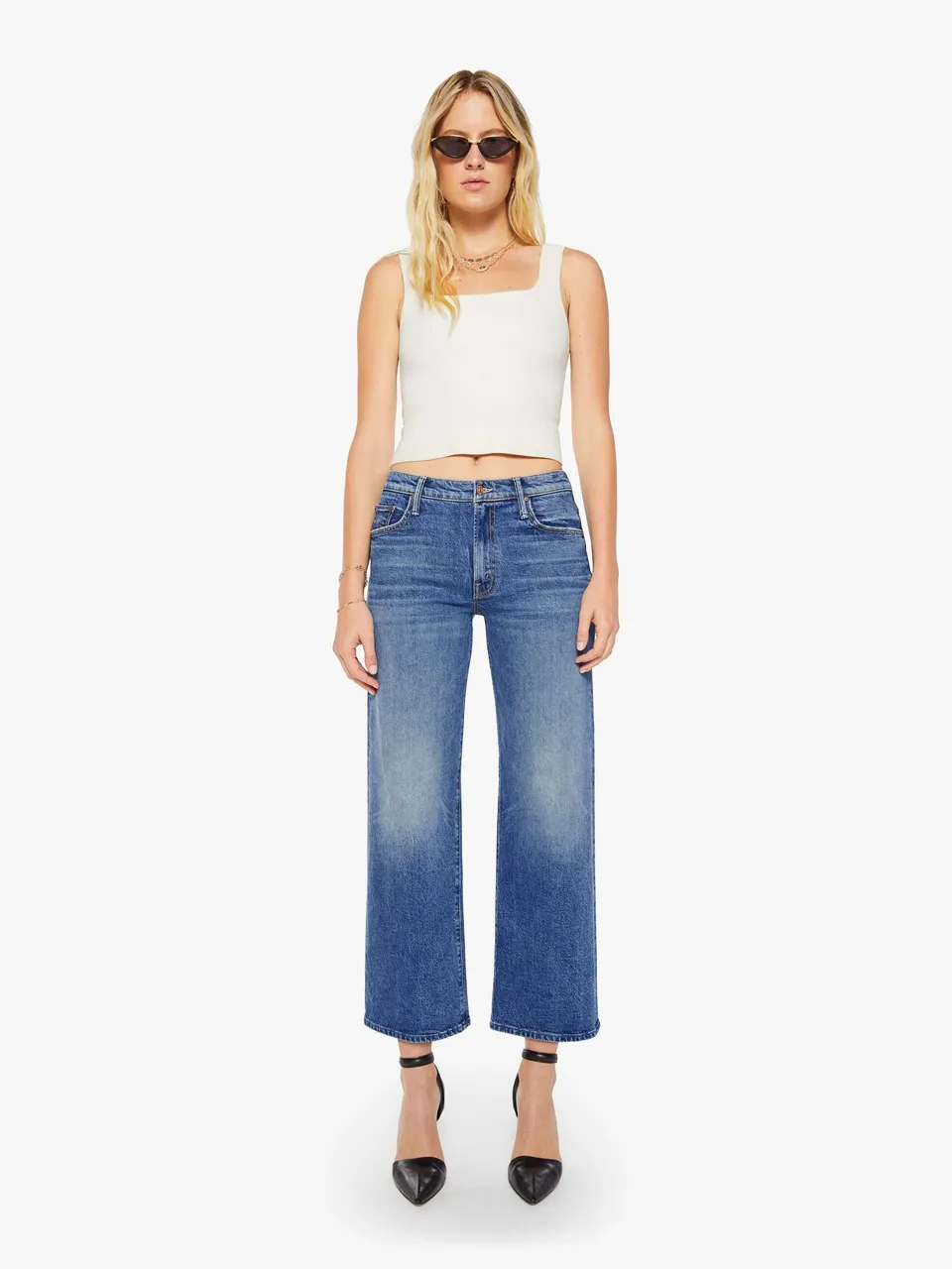 MOTHER Maven Flood Jeans Thrill Seeker Mittelblau