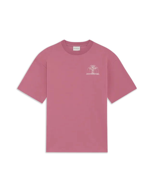Drôle De Monsieur Fountain Print T-Shirt Baumwolle Dunkelrosa M