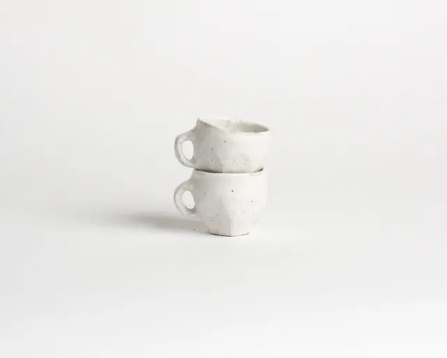 J.W.Anderson Akiko Espressotasse Faceted White Steinzeug