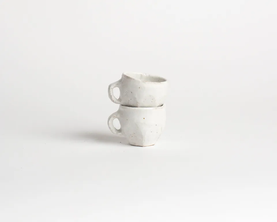 J.W.Anderson Akiko Espressotasse Faceted White Steinzeug