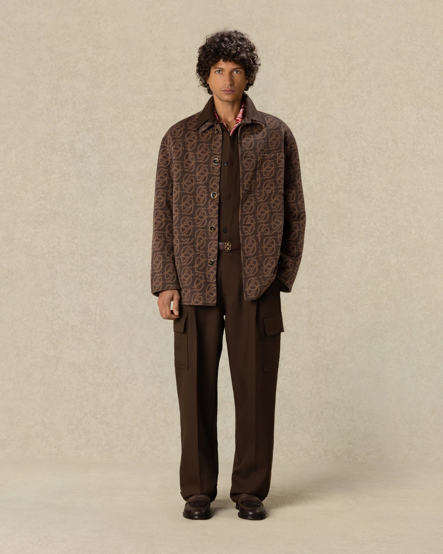 Drôle De Monsieur Monogram Button Wolljacke Brown Wolle