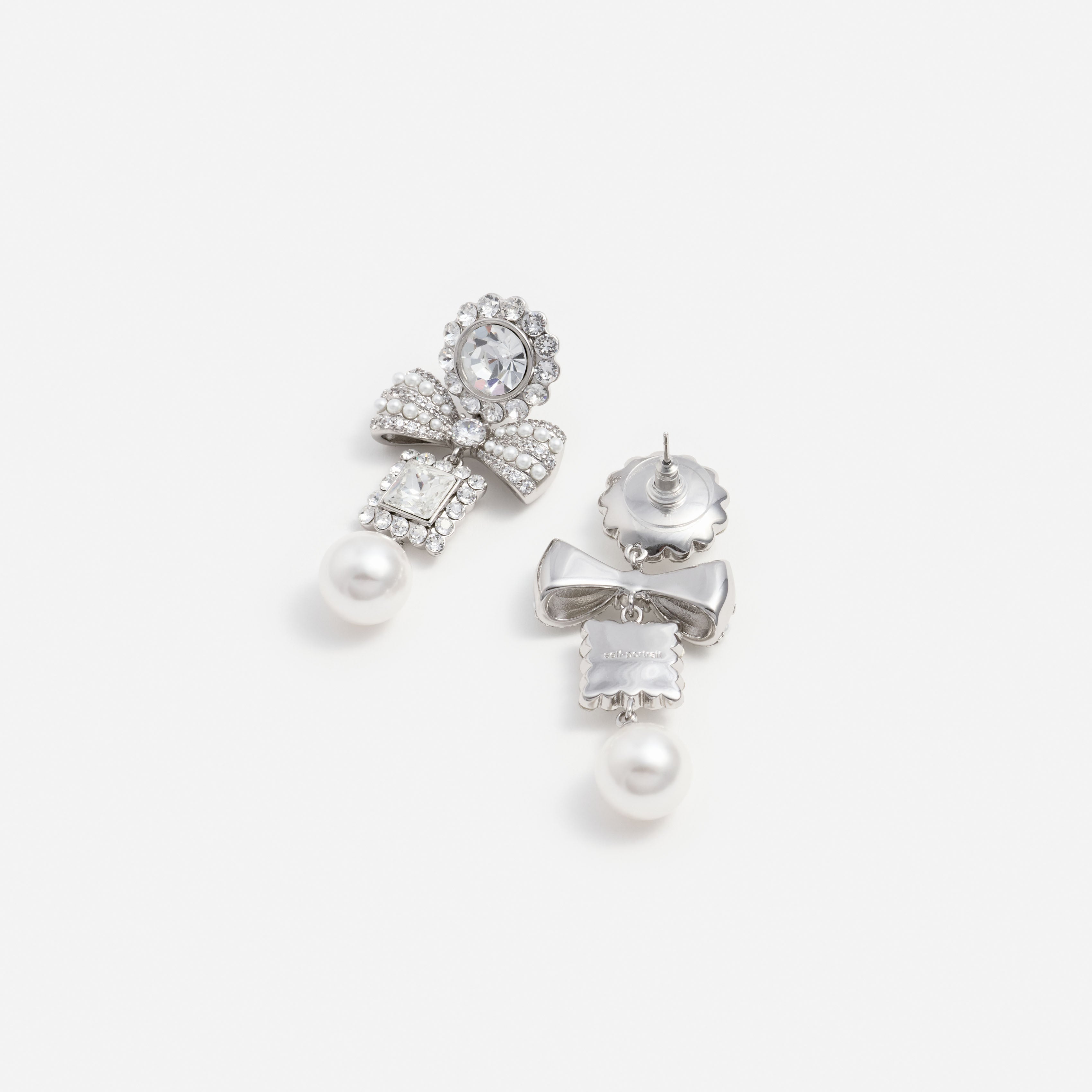 Self Portrait Bow Pearl Ohrringe Silber Schleife One Size
