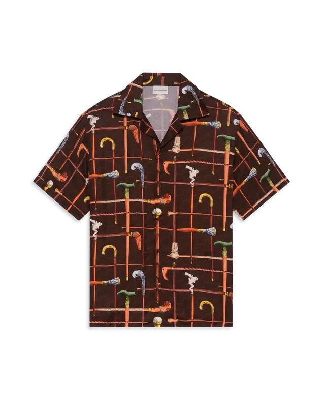 Drôle De Monsieur Chemise Cannes Hemd Braun Viskose