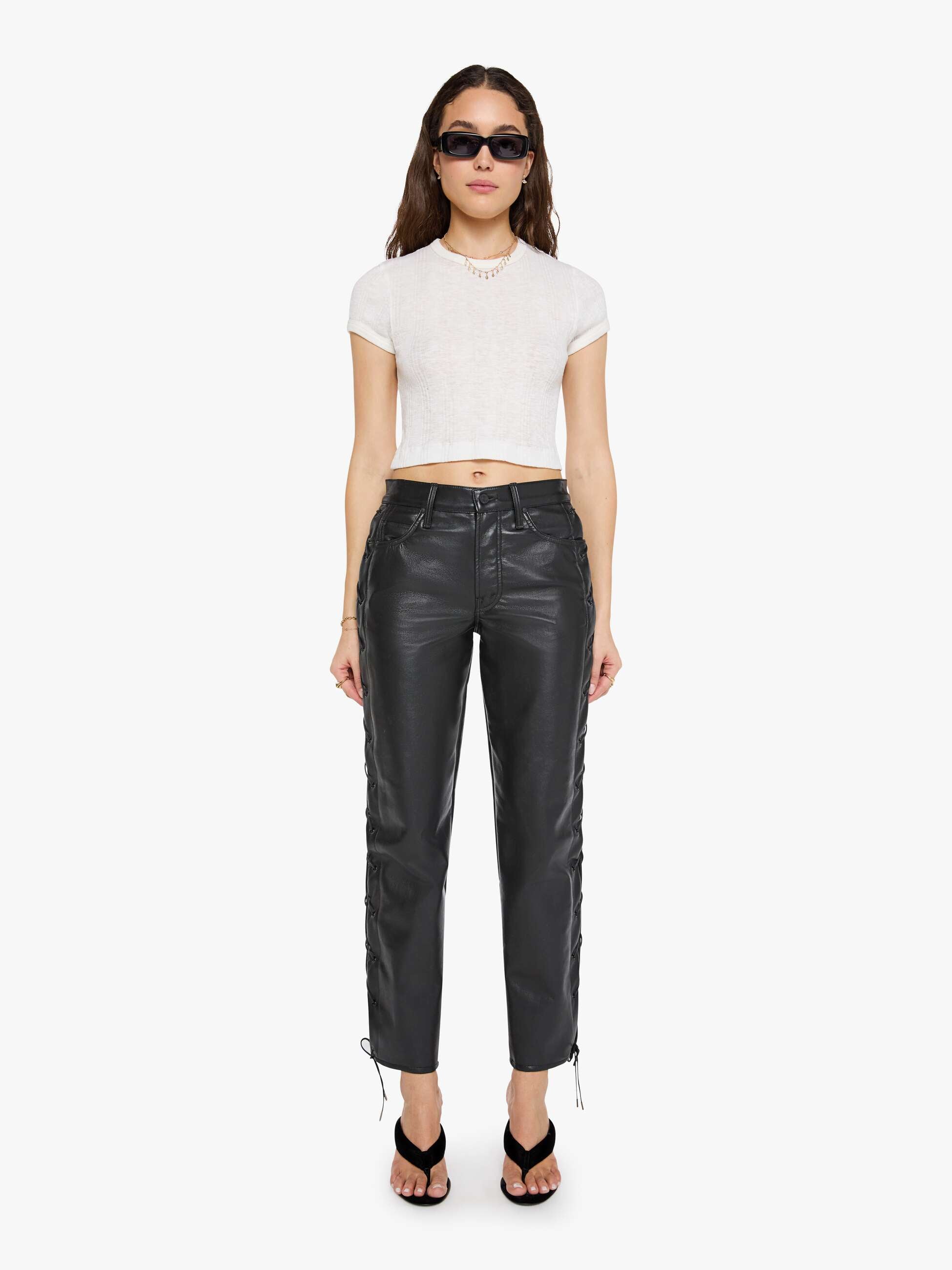 Mother Hiker Hover Lederhose schwarz High Waist