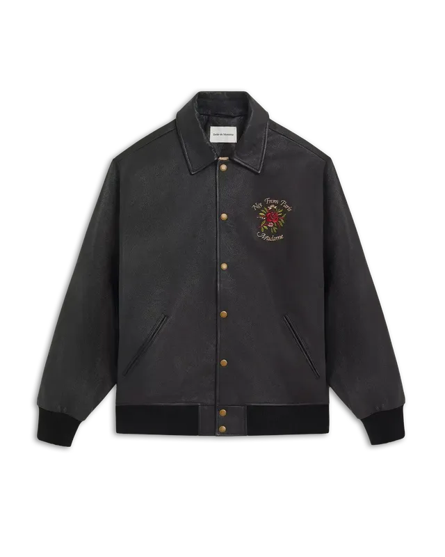 Drôle De Monsieur La Veste Cuir Slogan Lederjacke schwarz Lamm