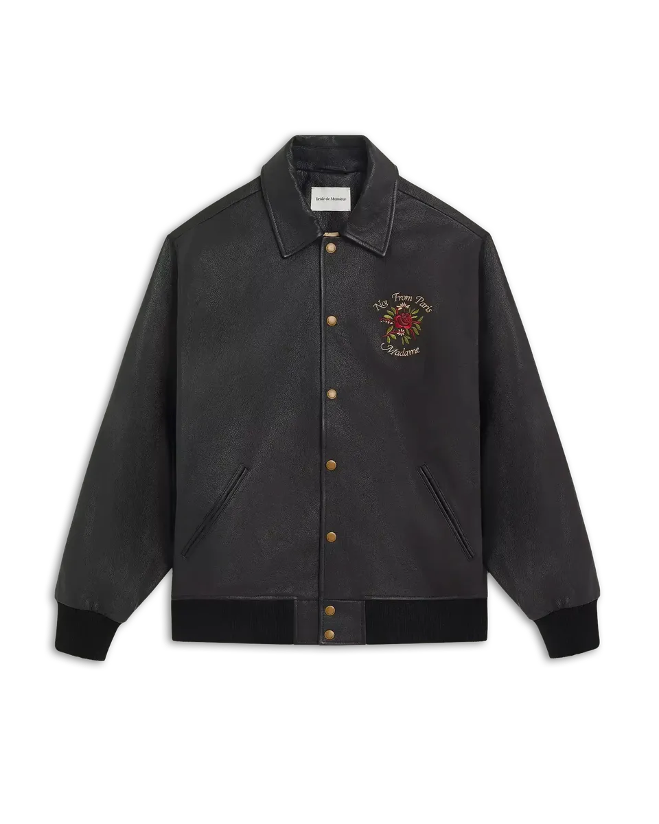 Drôle De Monsieur La Veste Cuir Slogan Lederjacke schwarz Lamm