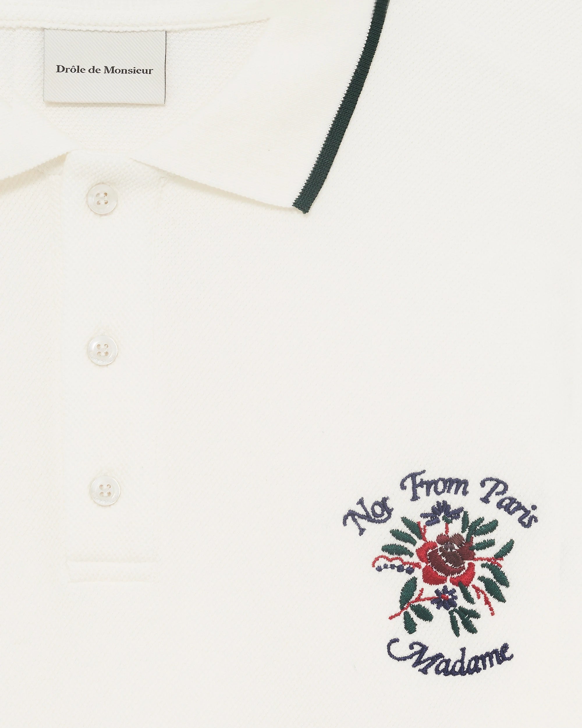 Drôle De Monsieur Le Polo Piqué Slogan Rose Polo Off White