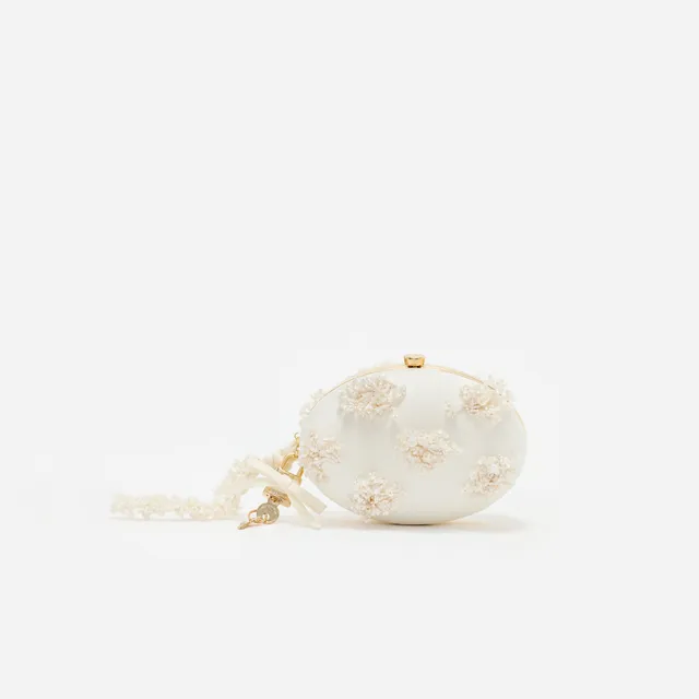 Self Portrait Oval Clutch Satin creme floral One Size