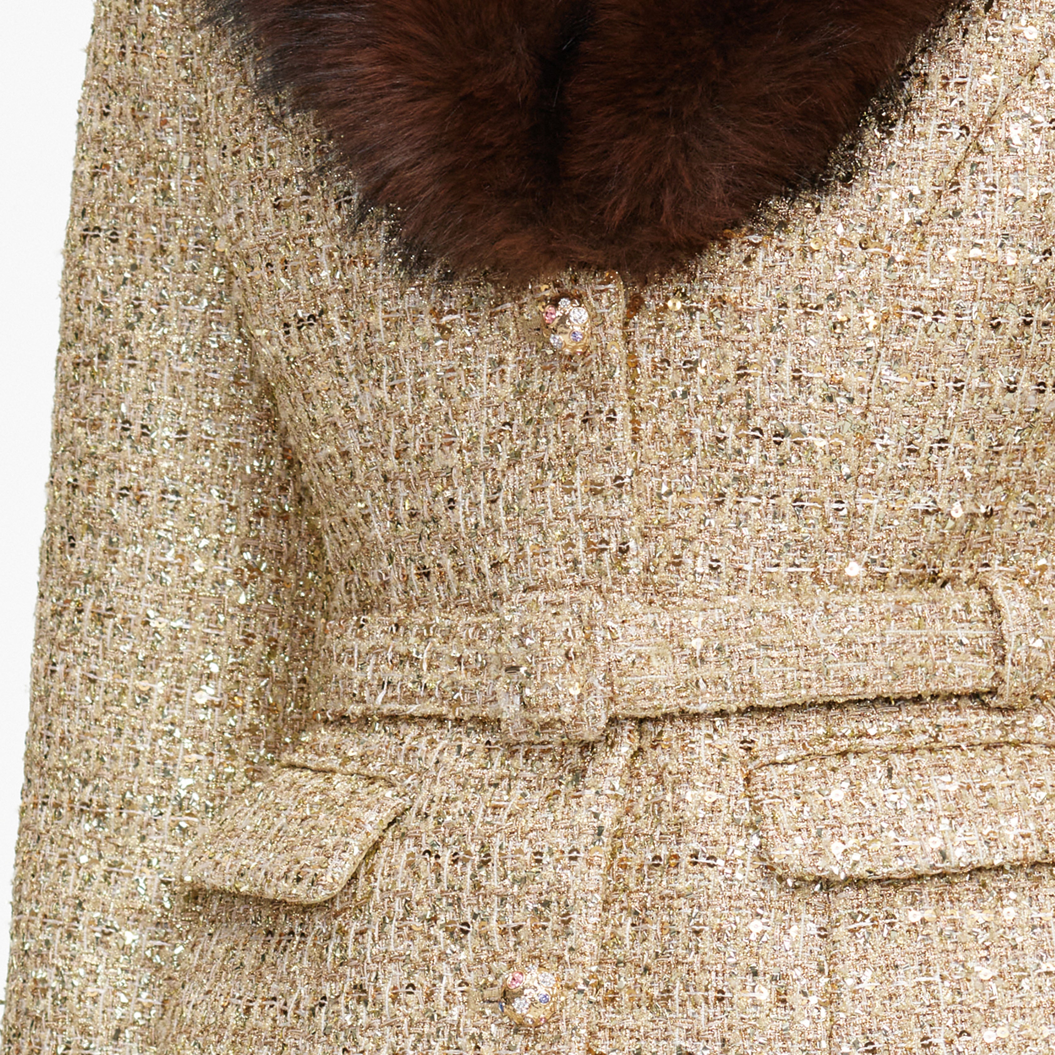 Self Portrait Gold Sequin Boucle Jacke Gold