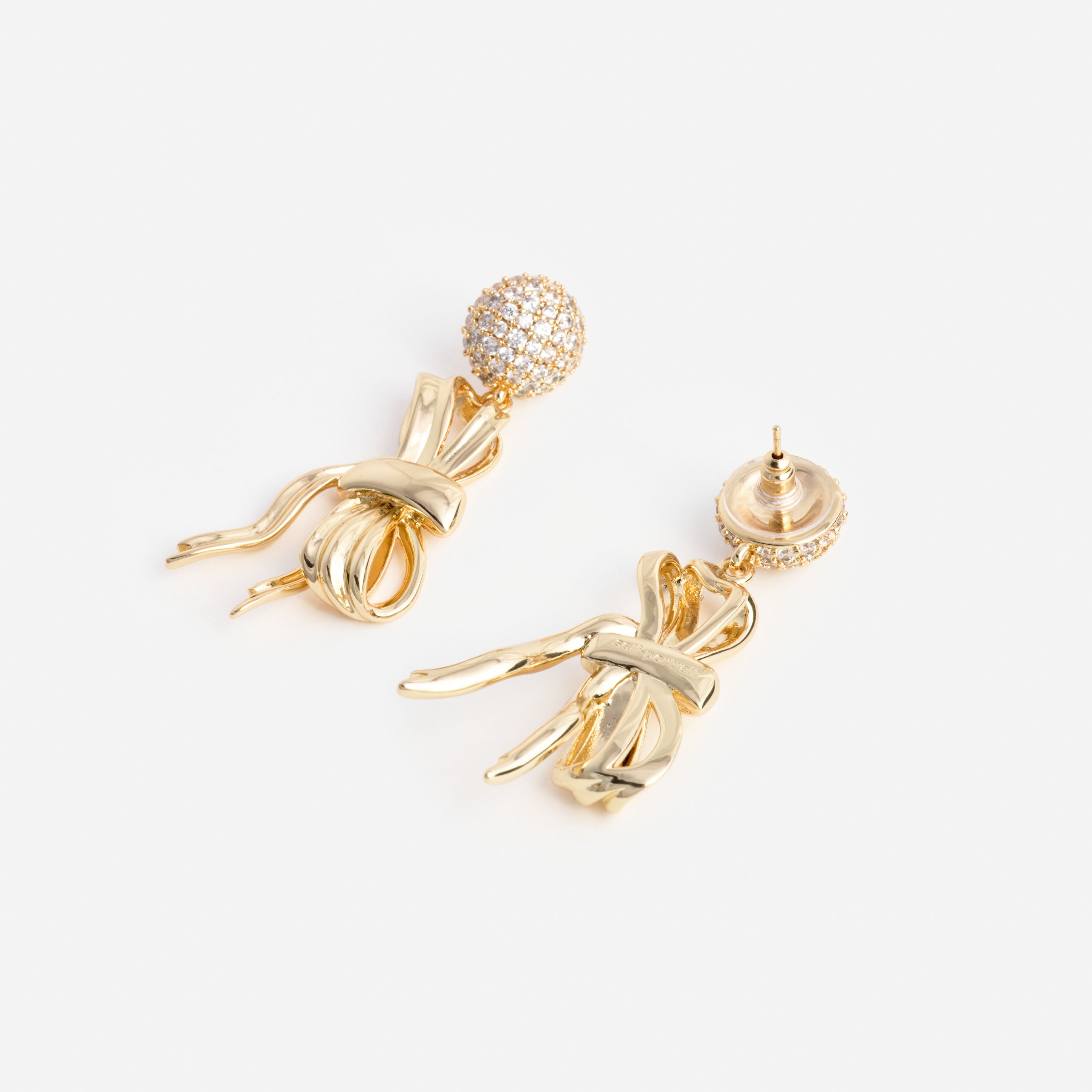 Self Portrait Jewellery Gold Crystal Bow Ohrringe Gold One Size Perle