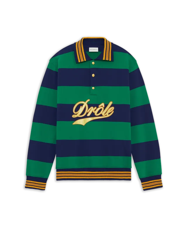 Drôle De Monsieur Drôle Embroidered Stripes Polo Poloshirt grün