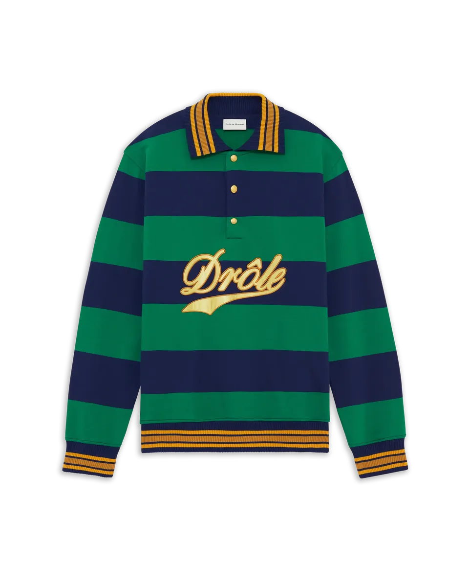 Drôle De Monsieur Drôle Embroidered Stripes Polo Poloshirt grün