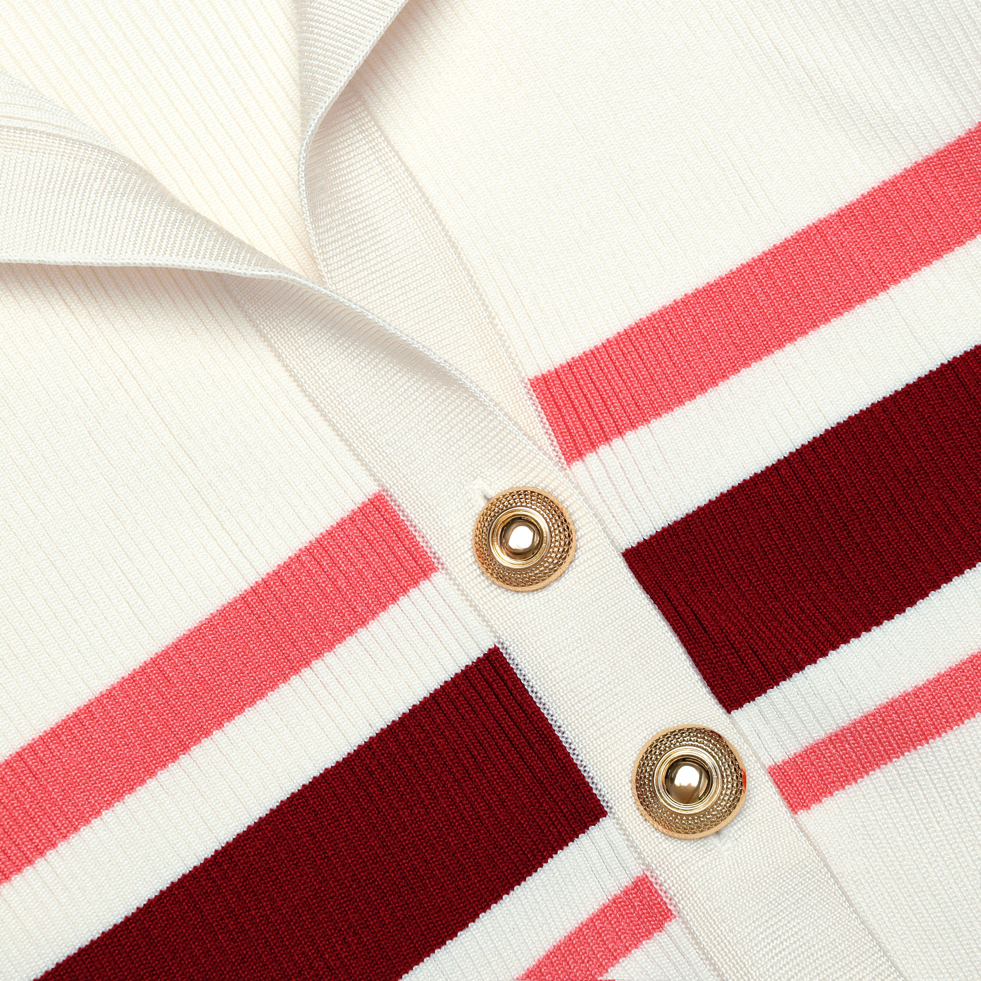Self Portrait Knitwear Cream Stripe Viskose Stricktop Creme