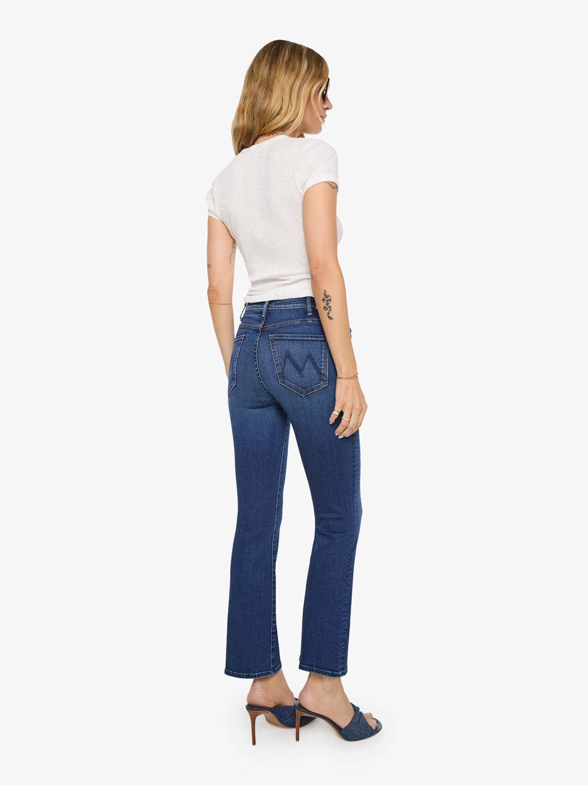 Mother Hustler Ankle Jeans Taking Chances blau High-Rise Flare