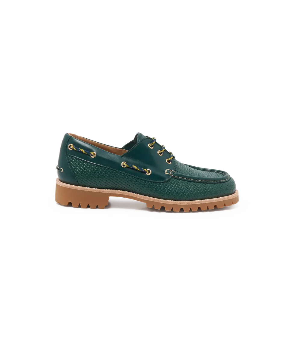 Drôle De Monsieur La Chaussure Bateau Bootsschuh Grün Leder