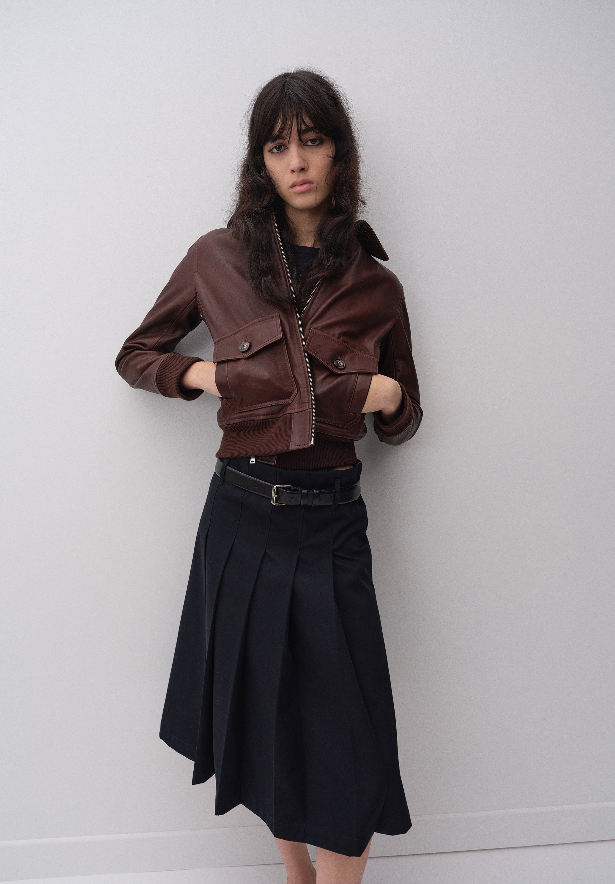A.P.C. Plisseerock Größe 38 Marineblau Baumwolle