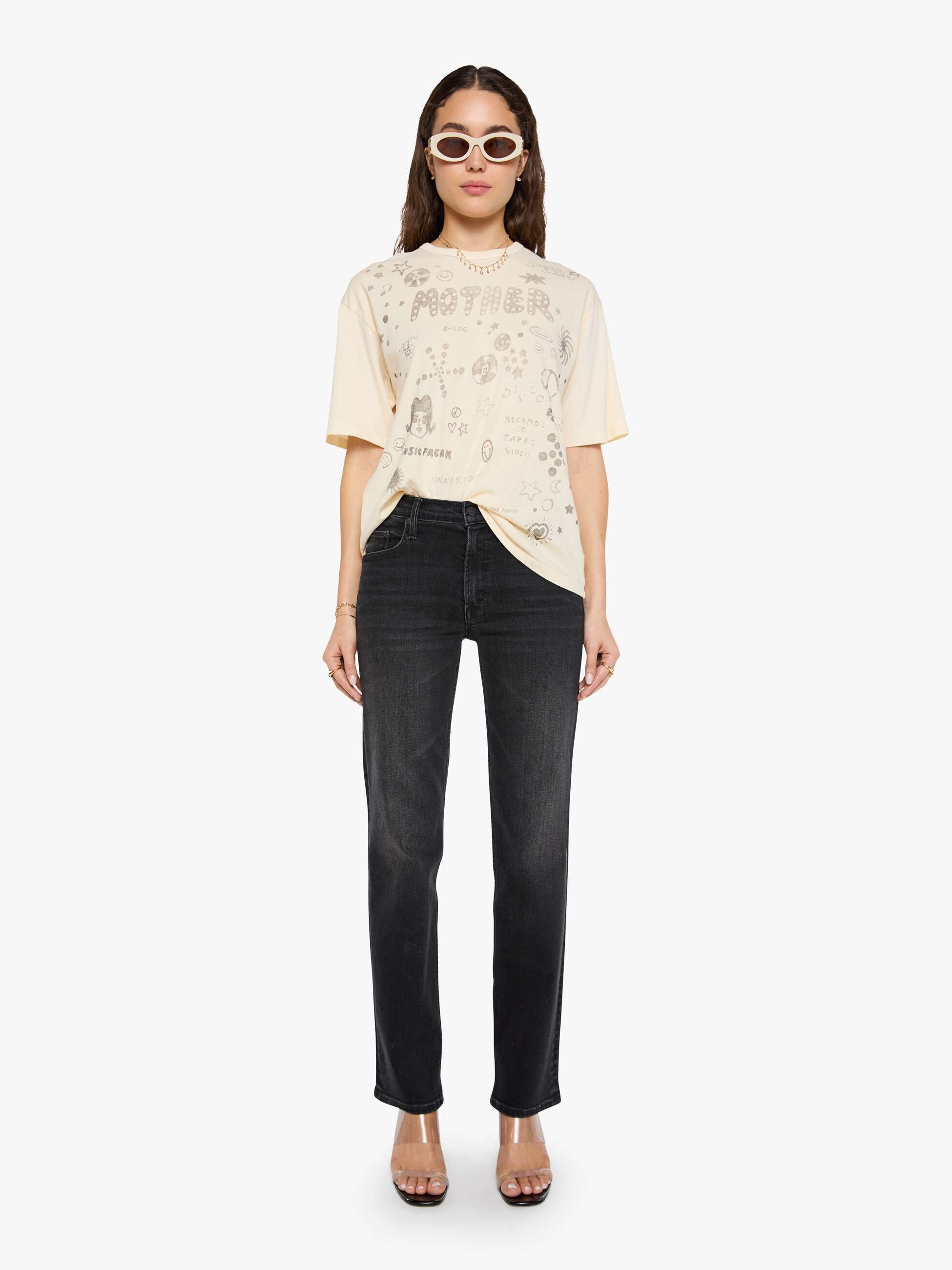 Mother The Sleep-Over T-Shirt Scribble Baumwolle Creme