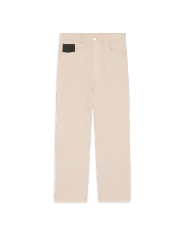 Drôle De Monsieur Jean Straight Beige Jeans Sand Baumwolle 5-Pocket