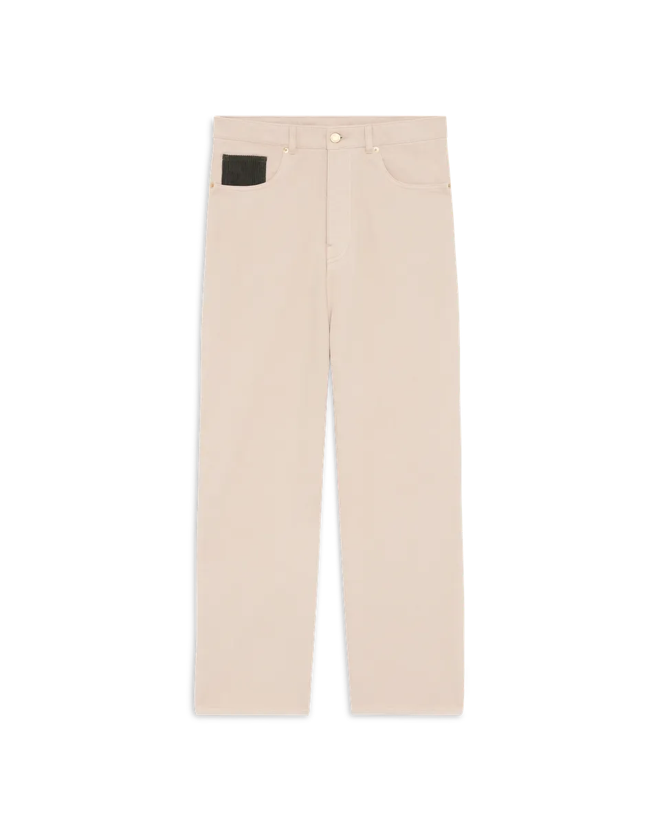 Drôle De Monsieur Jean Straight Beige Jeans Sand Baumwolle 5-Pocket
