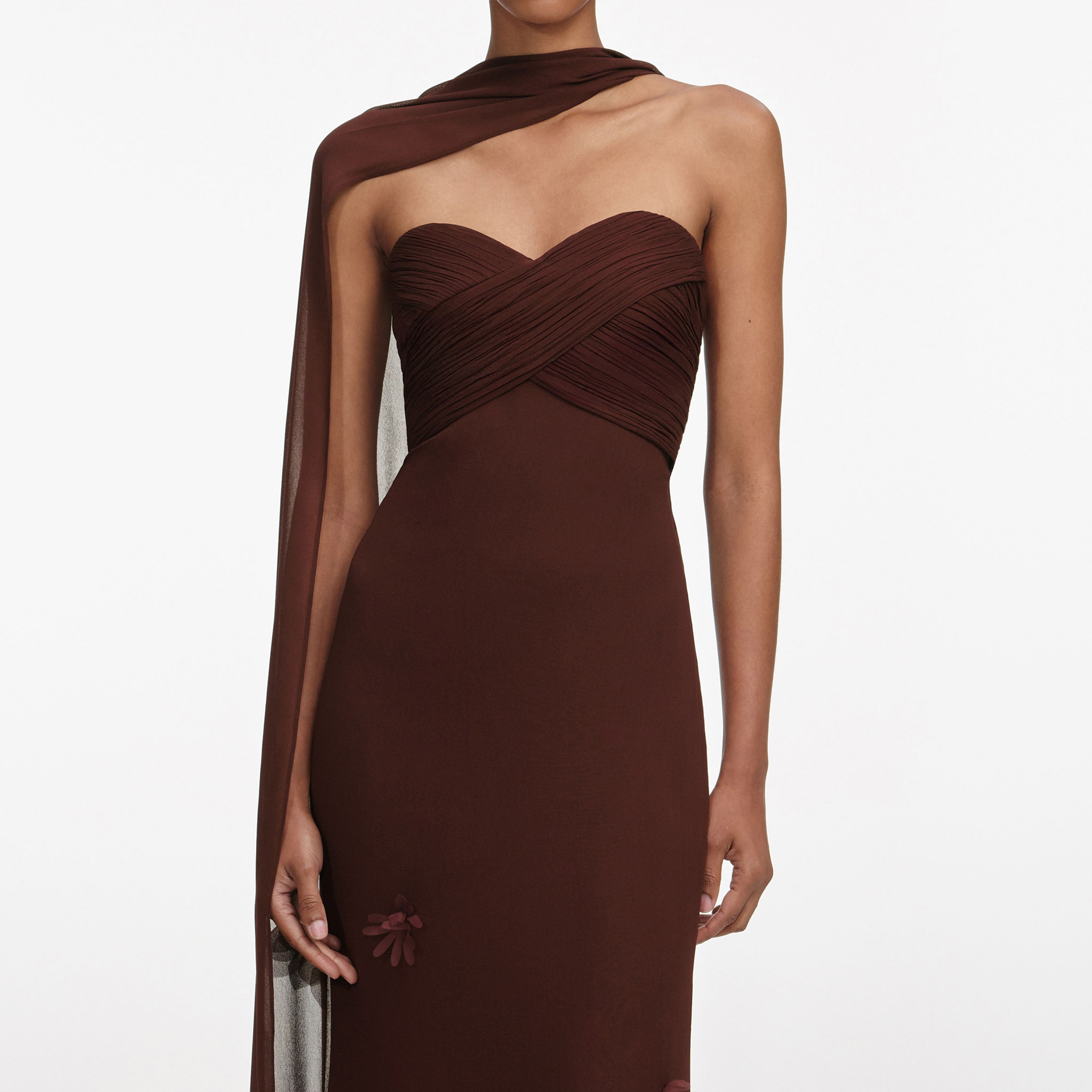 Self Portrait Brown Georgette Flower Maxikleid Braun UK 6