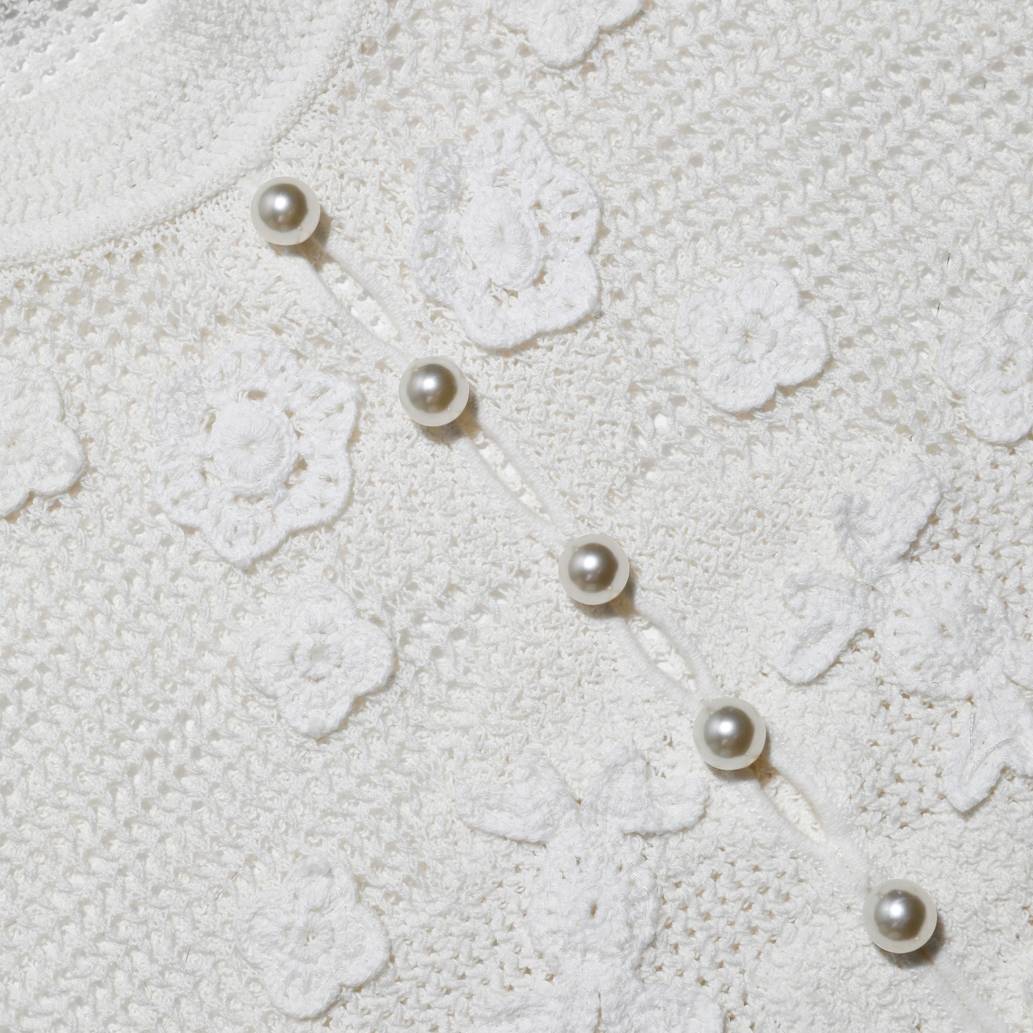 Self Portrait White Floral Crochet Top S