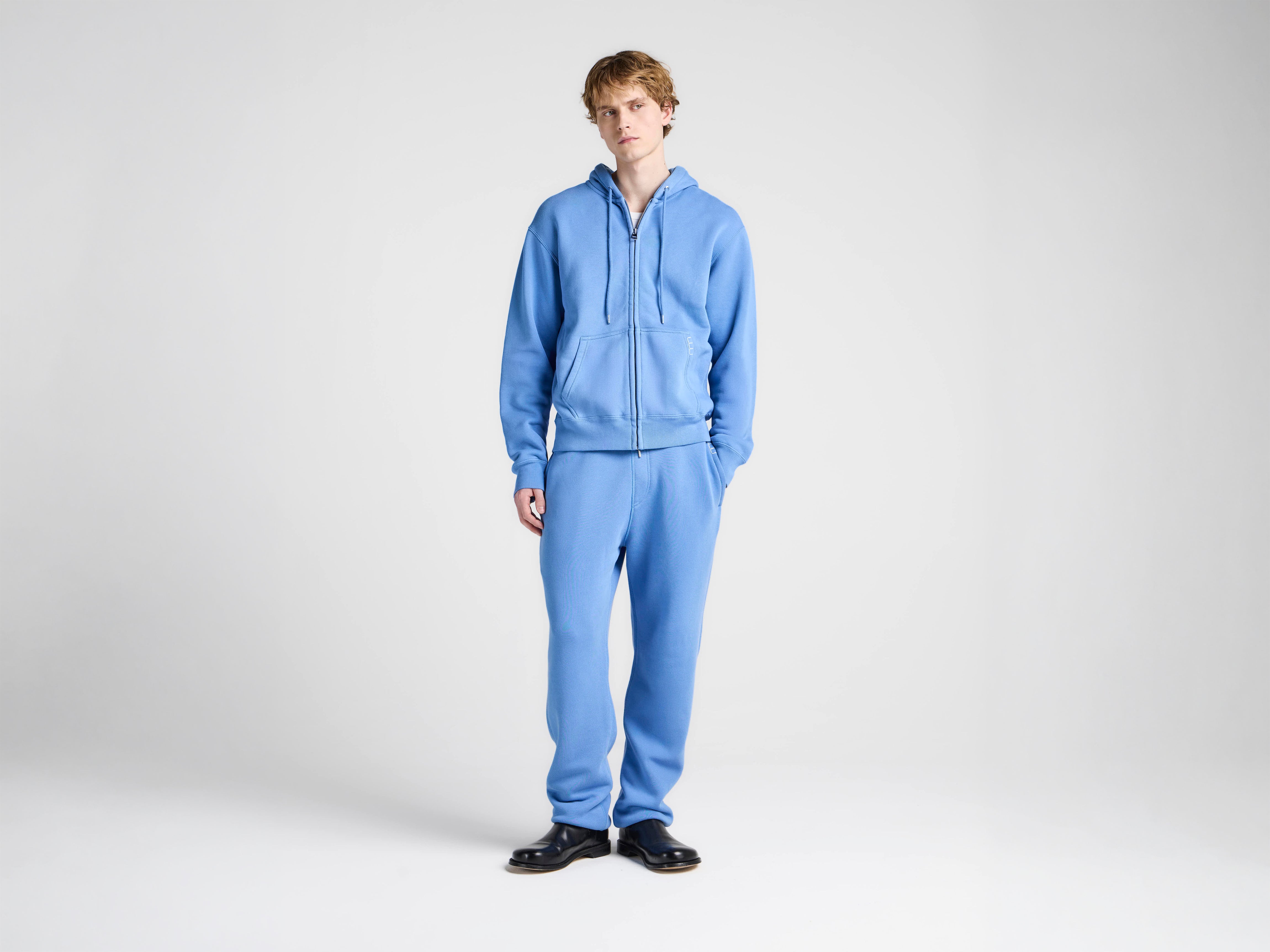 J.W.Anderson Front Zip Hoodie Washed Blue Herren