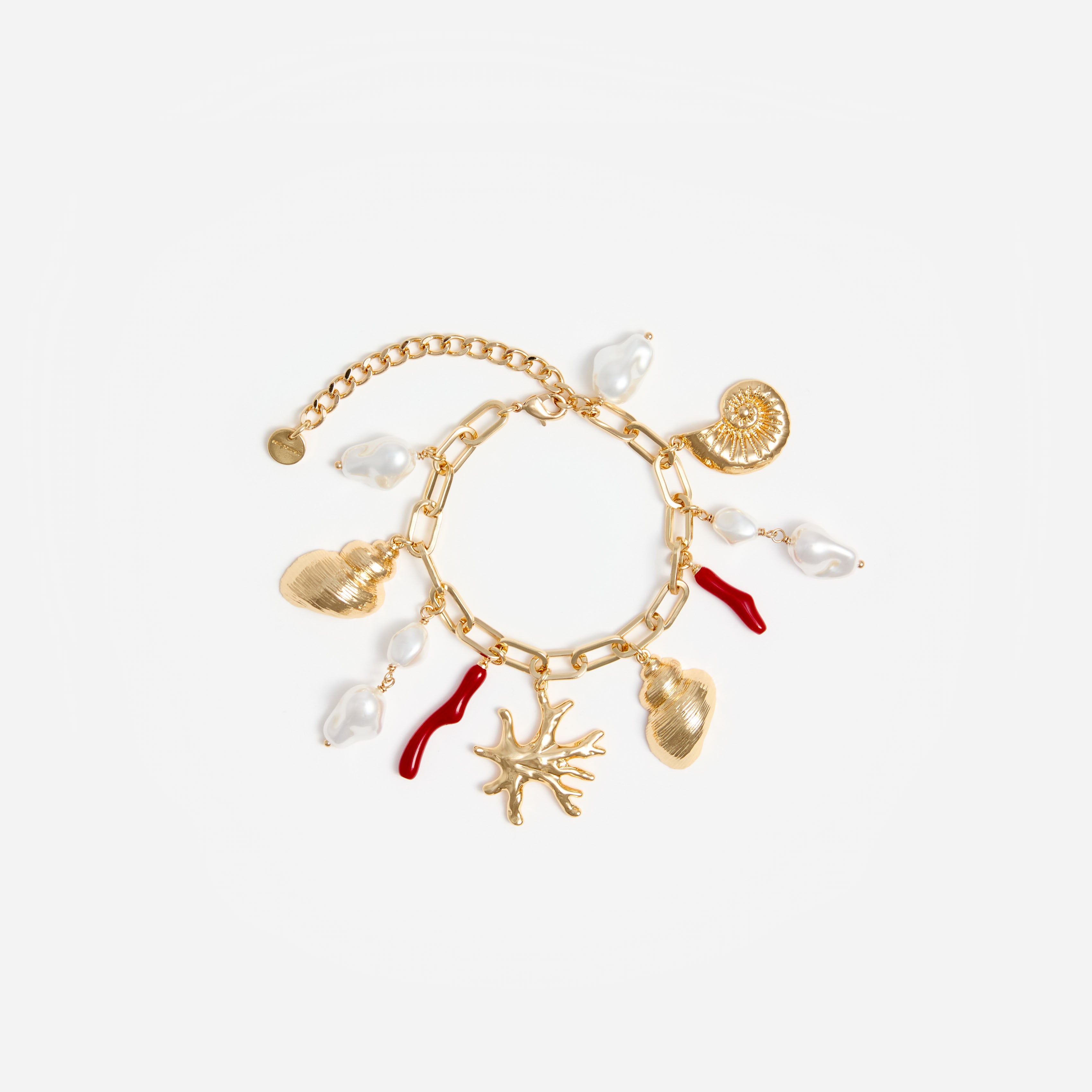 Self-Portrait Jewellery Gold Coral Pearl Charm Armband Einheitsgröße