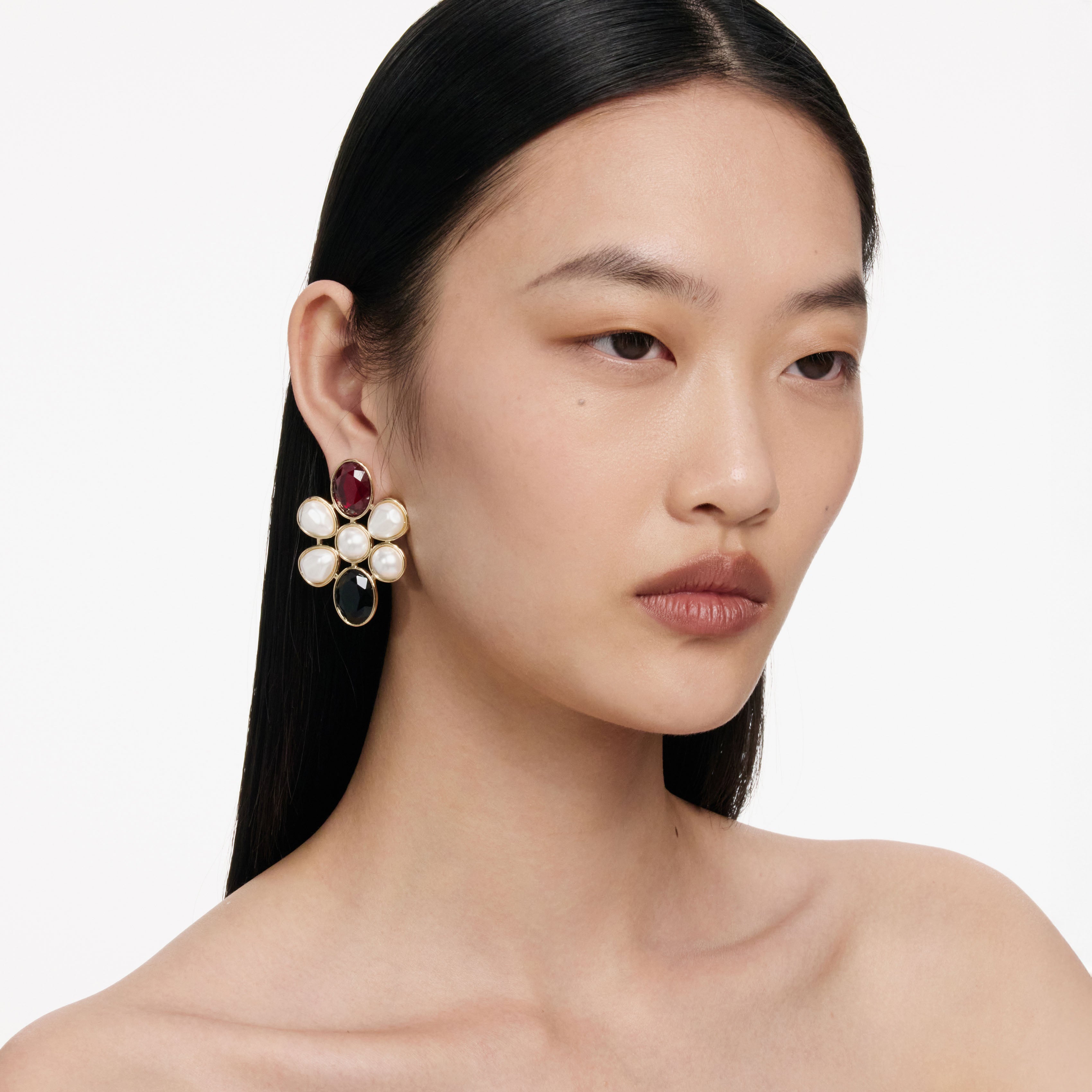 Self Portrait Jewellery Pearl Crystal Cluster Ohrringe Gold