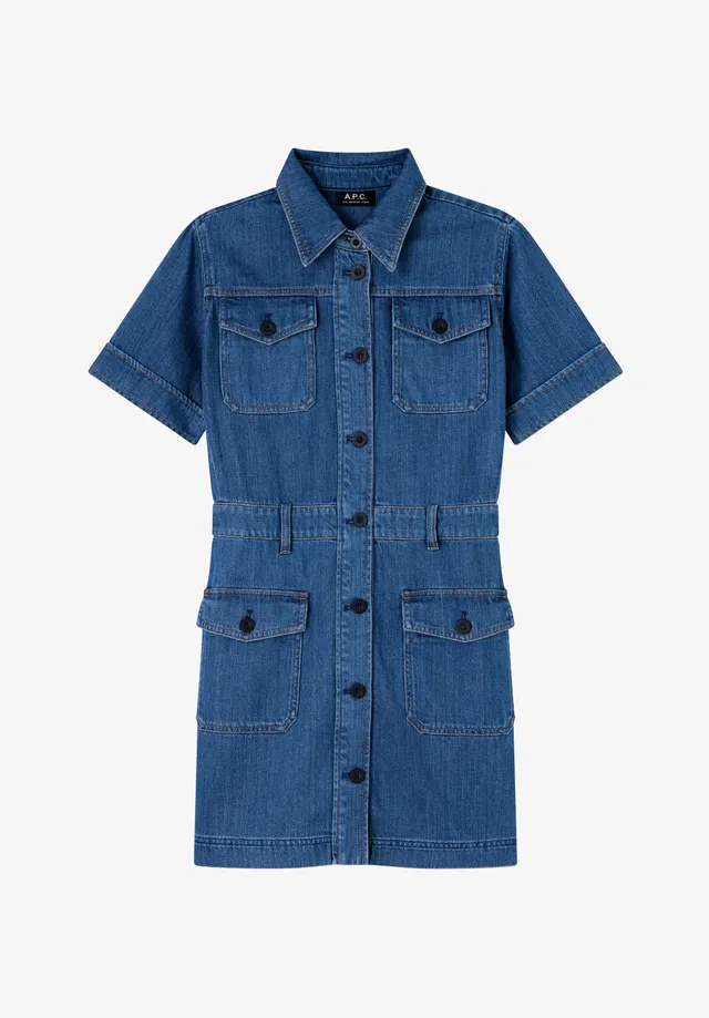A.P.C. Denim-Kleid verwaschen mit Taschen Bio-Baumwolle