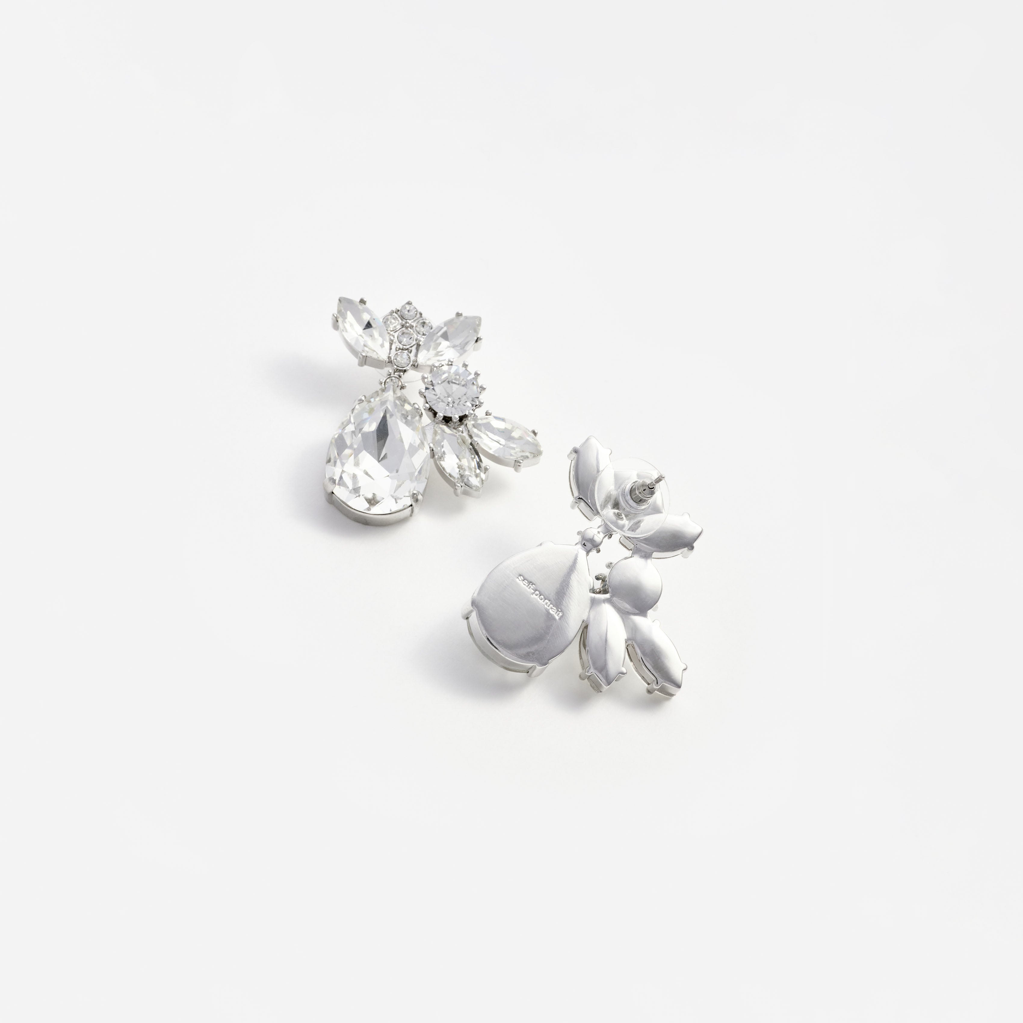 Self Portrait Jewellery Multi Crystal Cluster Ohrringe Silber