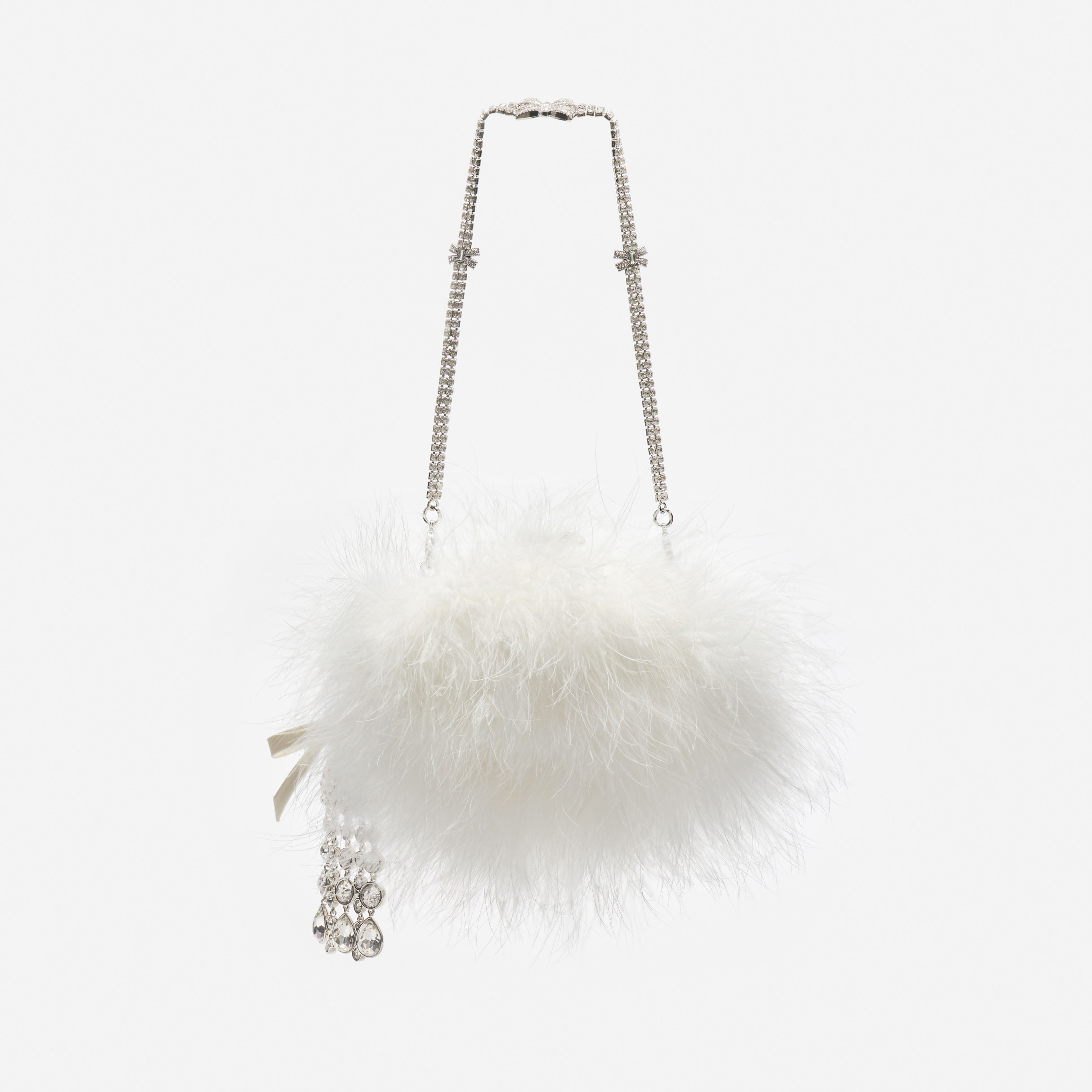 Self Portrait Cream Feather Clutch Feder One Size