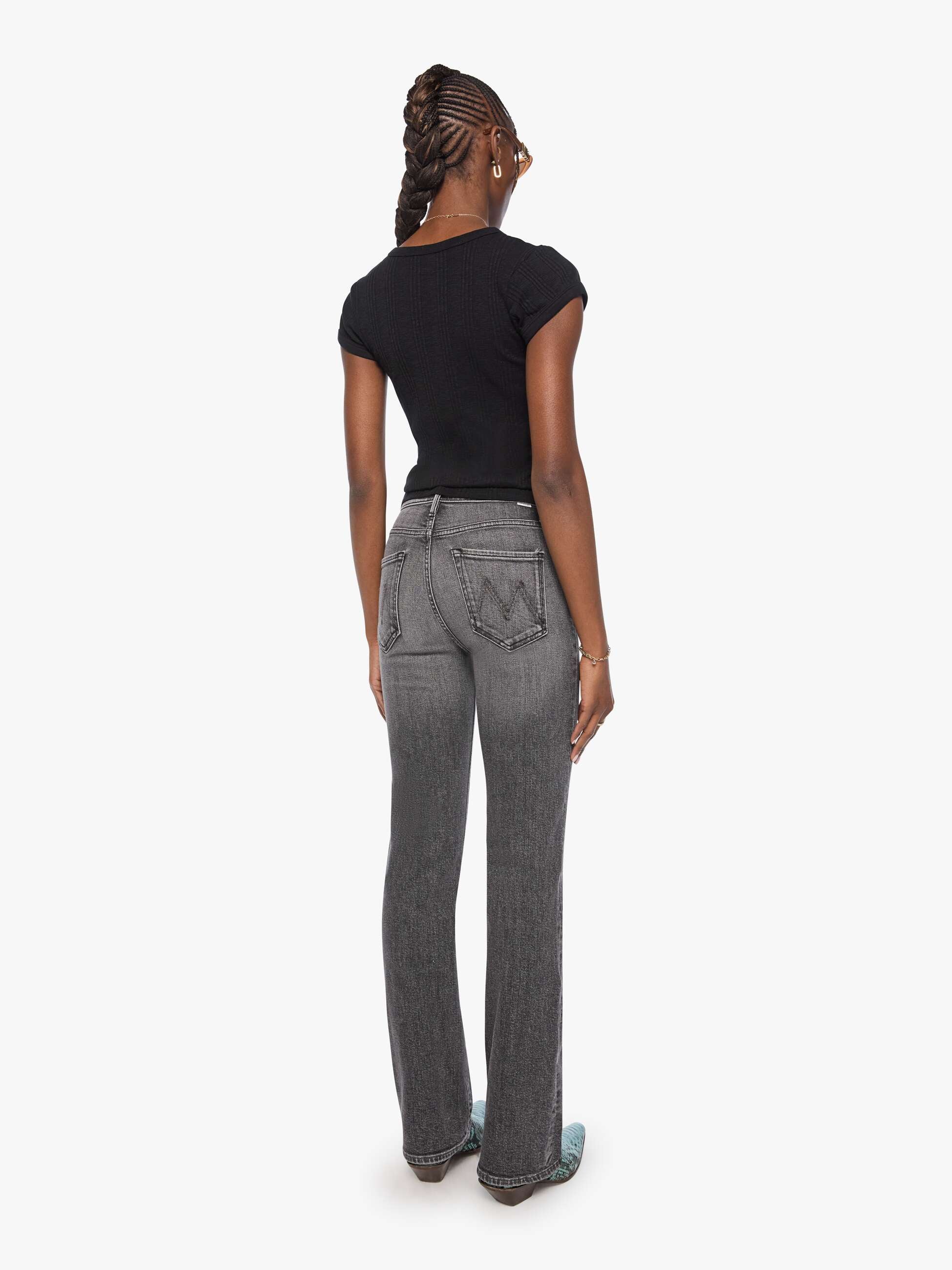 Mother The Kick It Jeans Cliffhanger High-Rise Grau
