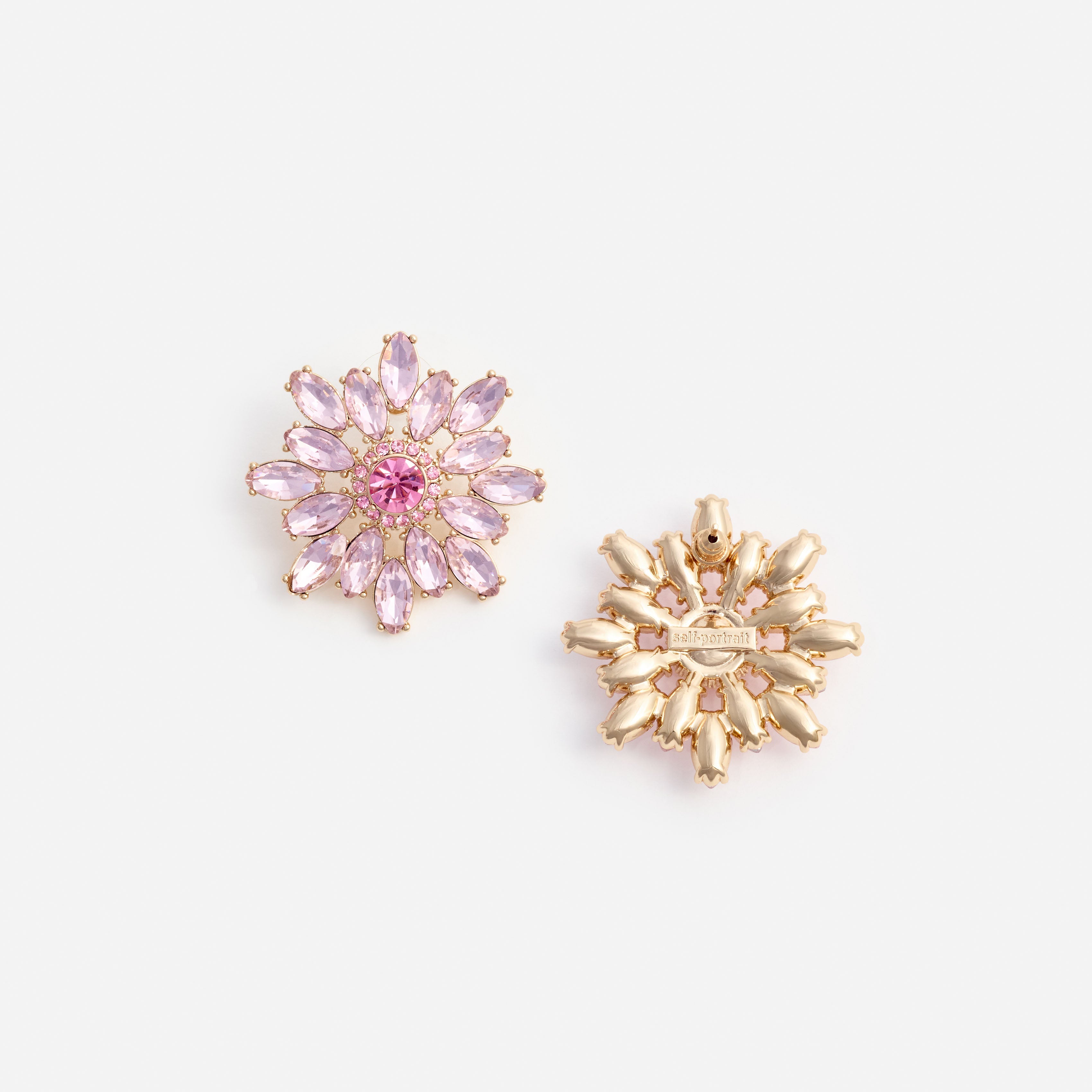 Self Portrait Pink Crystal Flower Earrings Ohrringe Pink