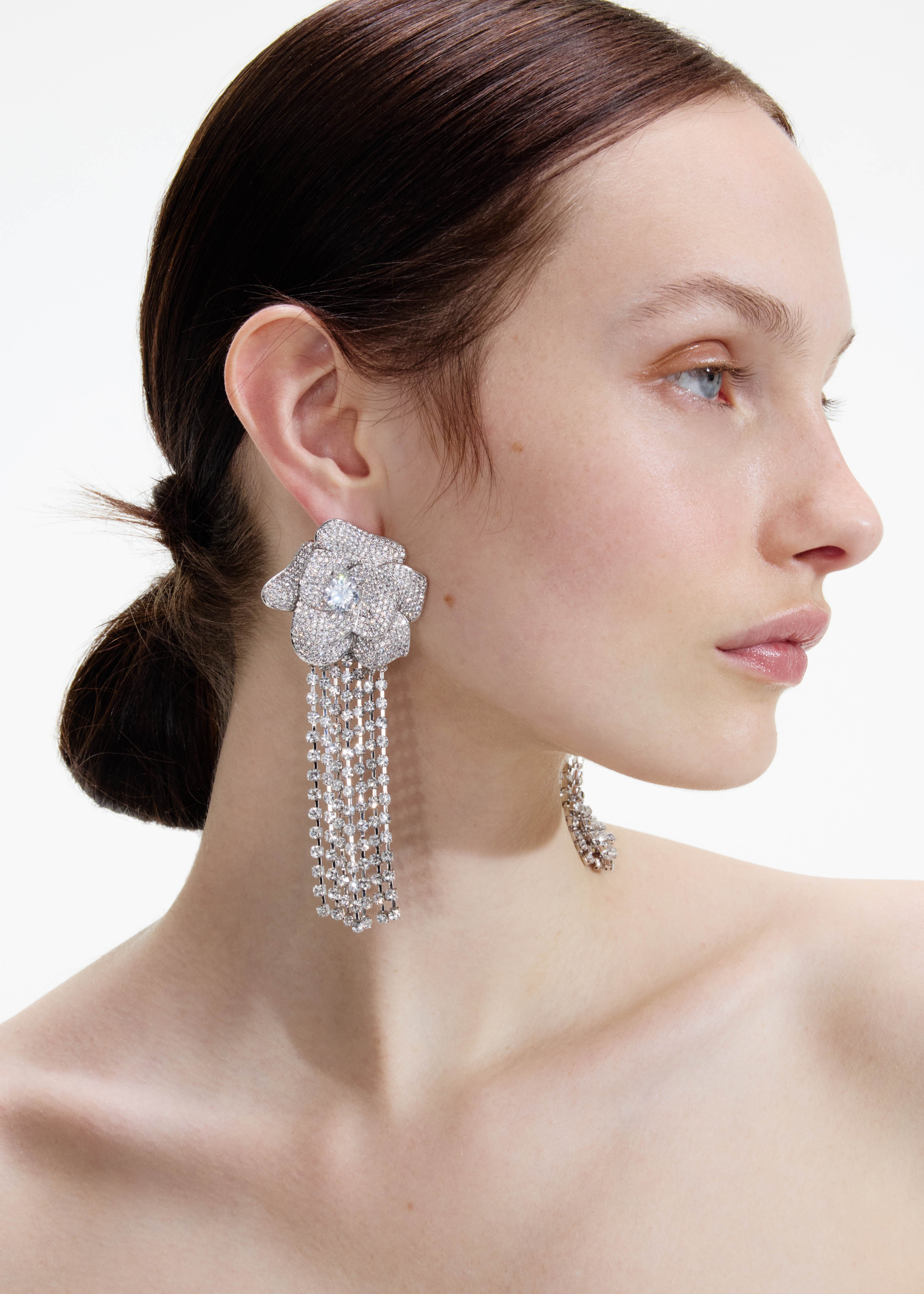 Self Portrait Crystal Flower Ohrringe Silber Kristall Drop