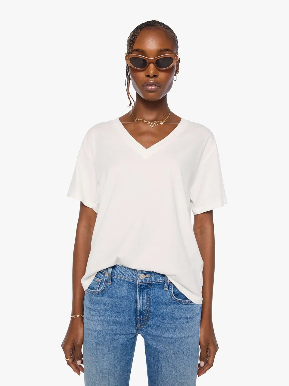Mother The Varsity Rowdy T-Shirt Fluff Weiß