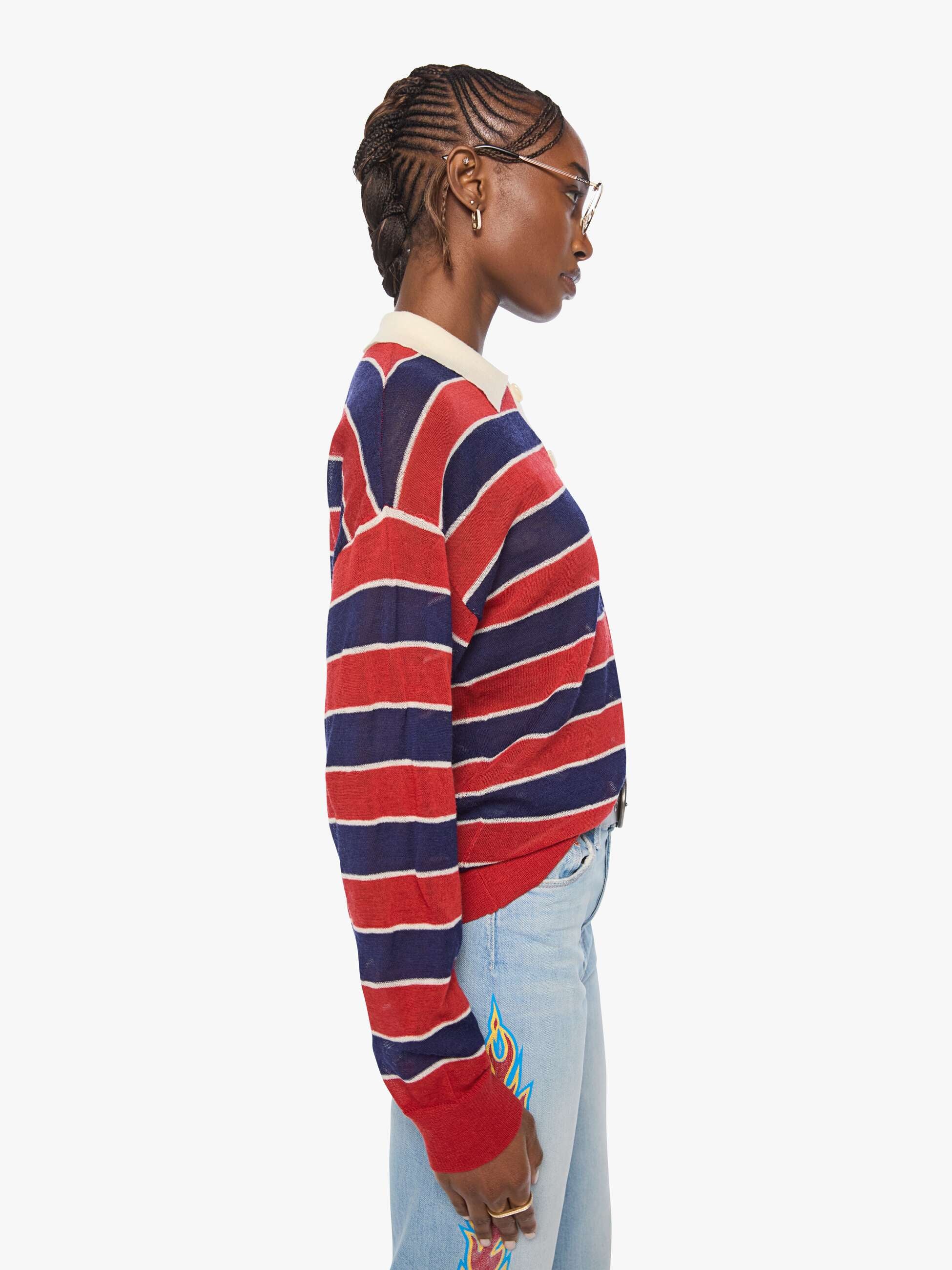 Mother Sweaters The Biggie Raquette Pullover Rot-Blau Wolle