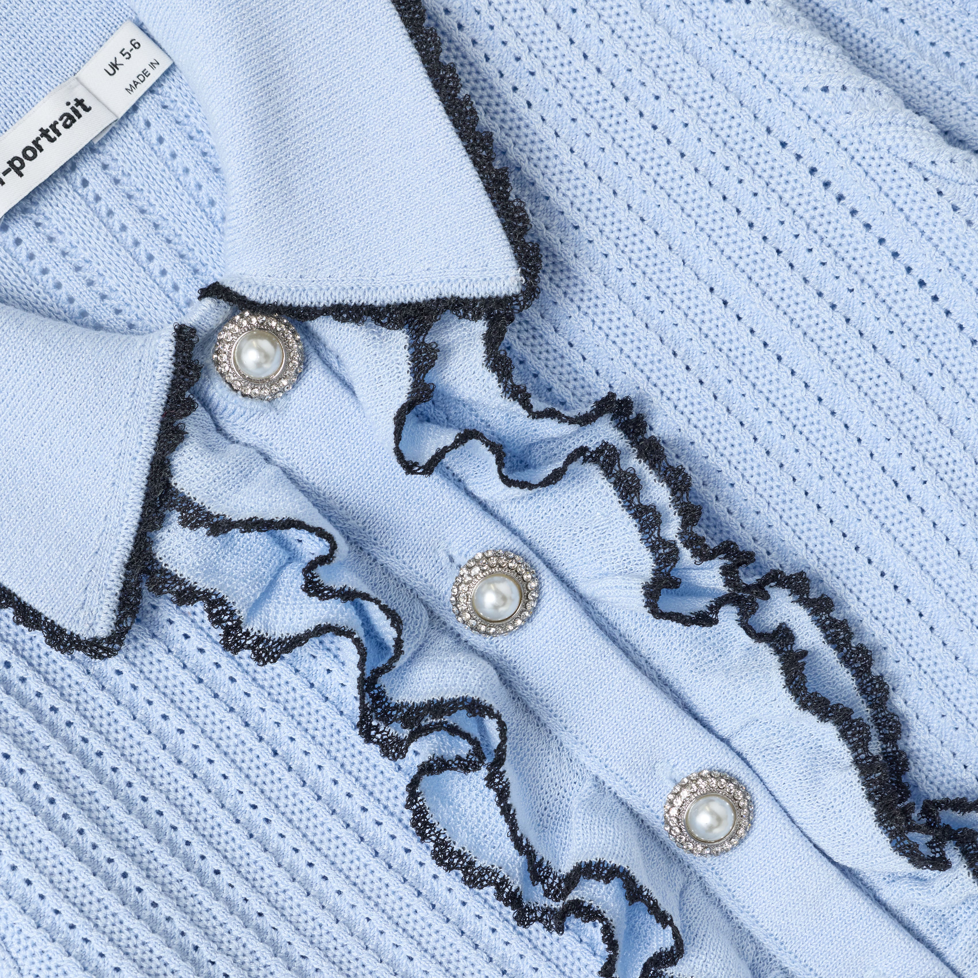 Self Portrait Knitwear Blue Frill Trim Cardigan Blau 5/6 Jahre