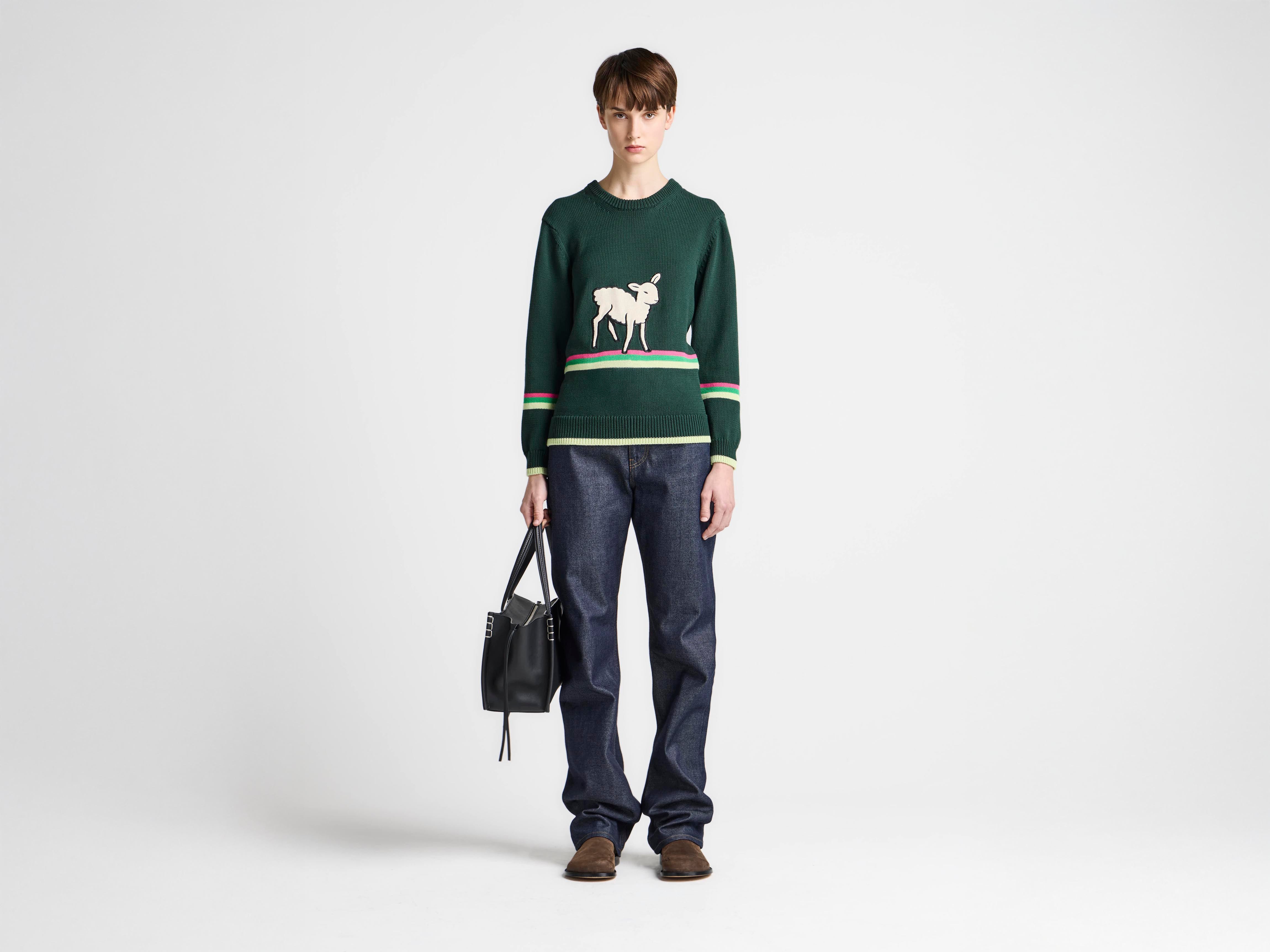 J.W.Anderson Sheep Jumper Damen dunkelgrün Baumwolle