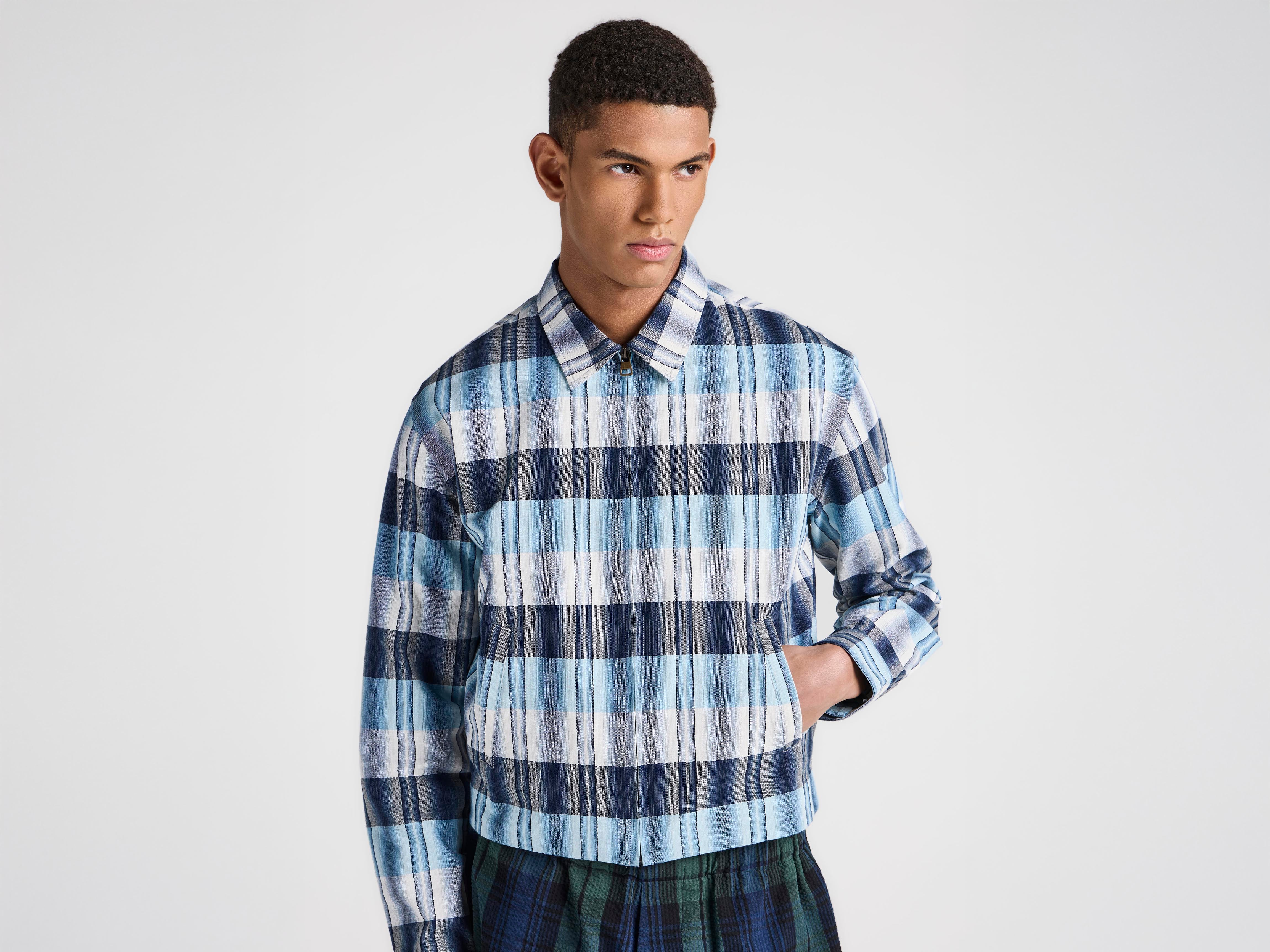 J.W. Anderson Front Zip Blouson Jacke Navy Blau Karo