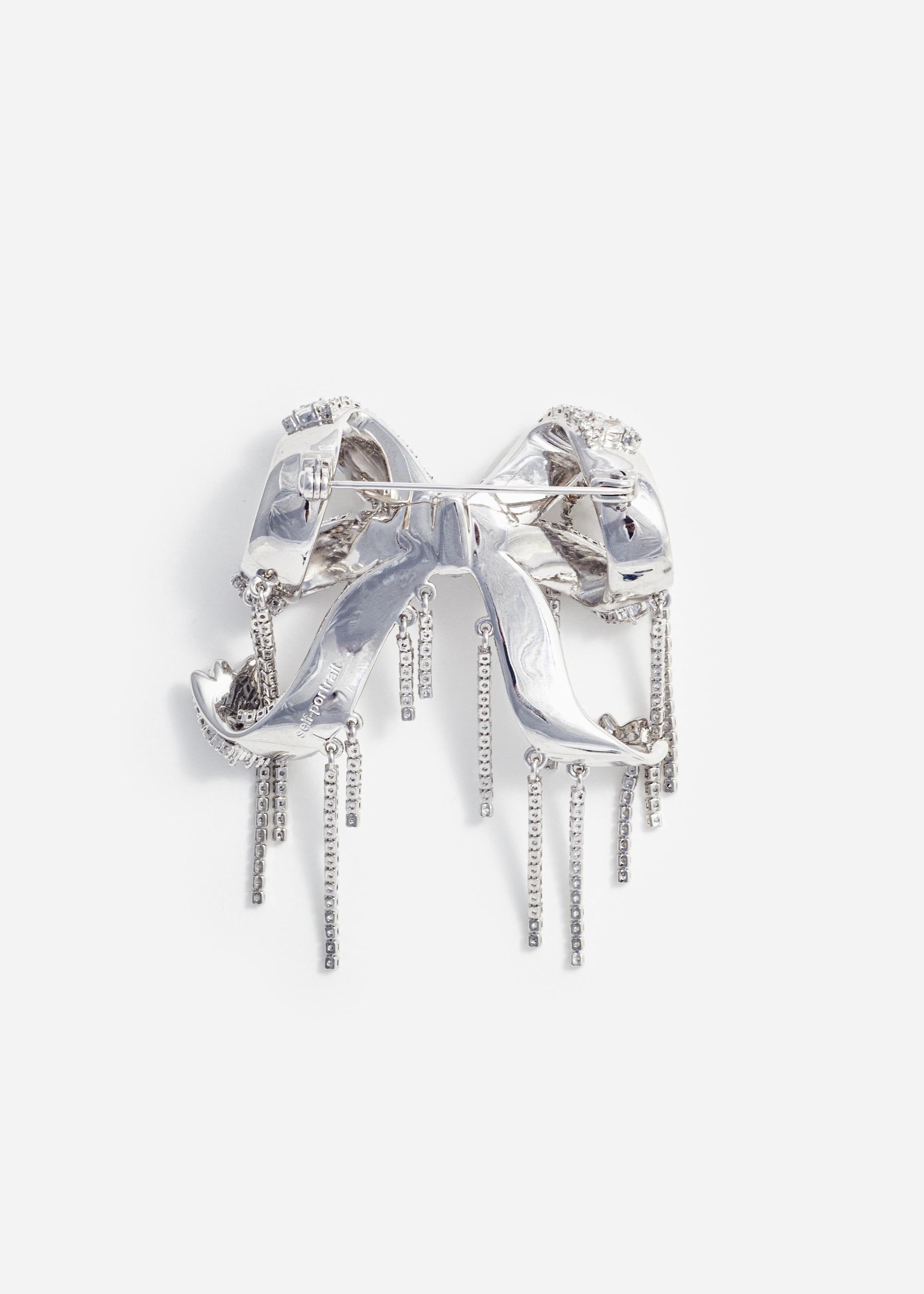 Self Portrait Crystal Bow Brosche Silber One Size Kristall