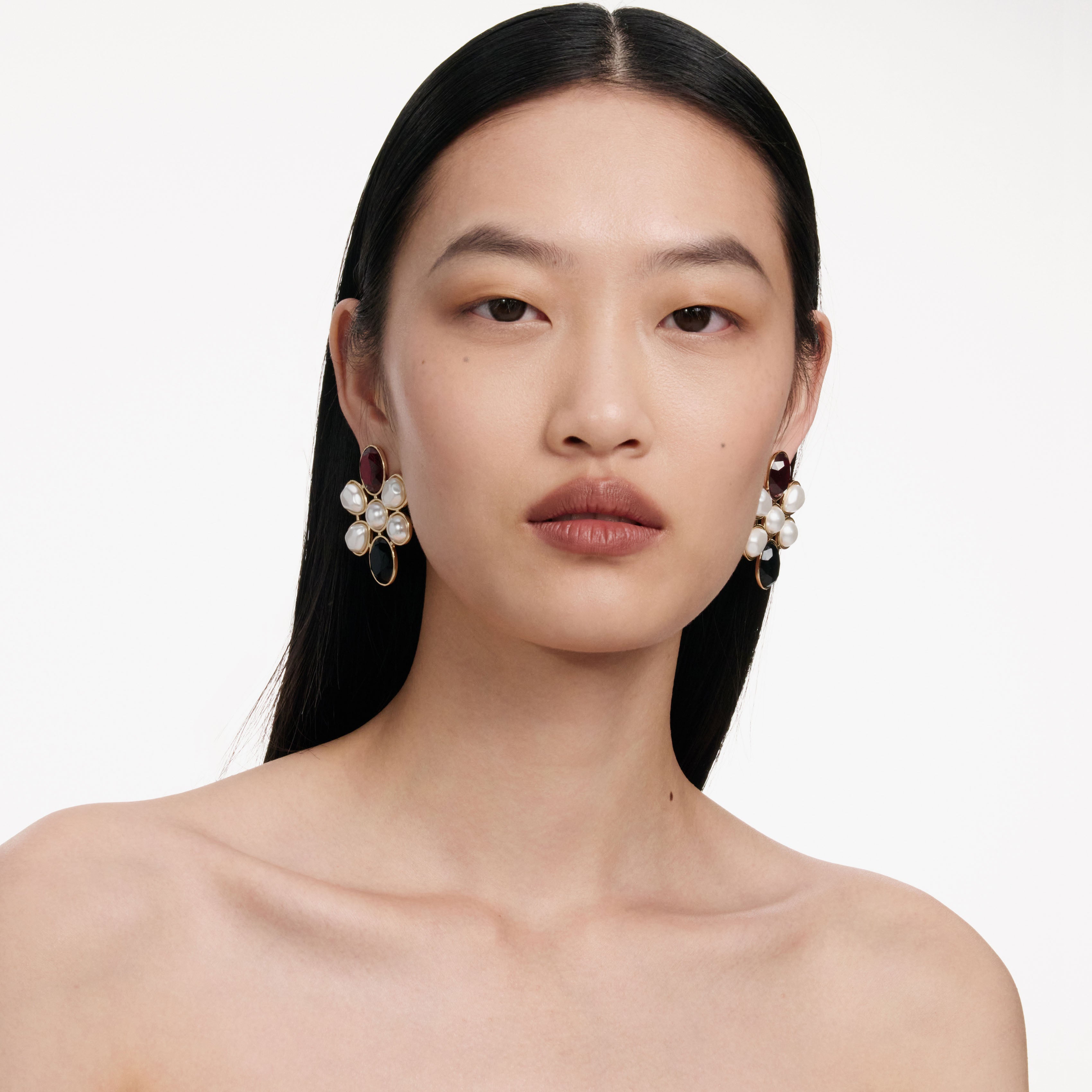 Self Portrait Jewellery Pearl Crystal Cluster Ohrringe Gold