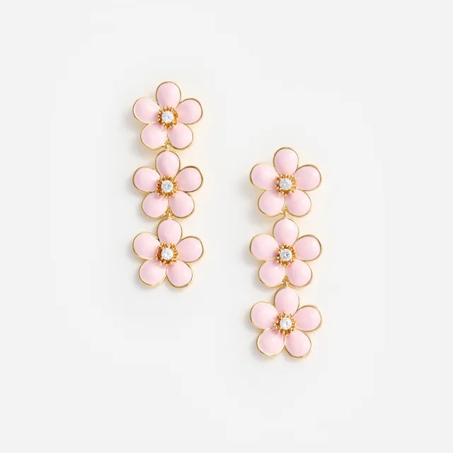 Self Portrait Pink Enamel Flower Ohrringe Rosa Tiered