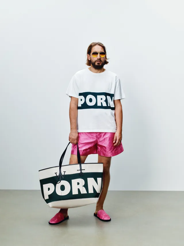 J.W. Anderson Porn T-Shirt Herren Weiß Grün Baumwolle