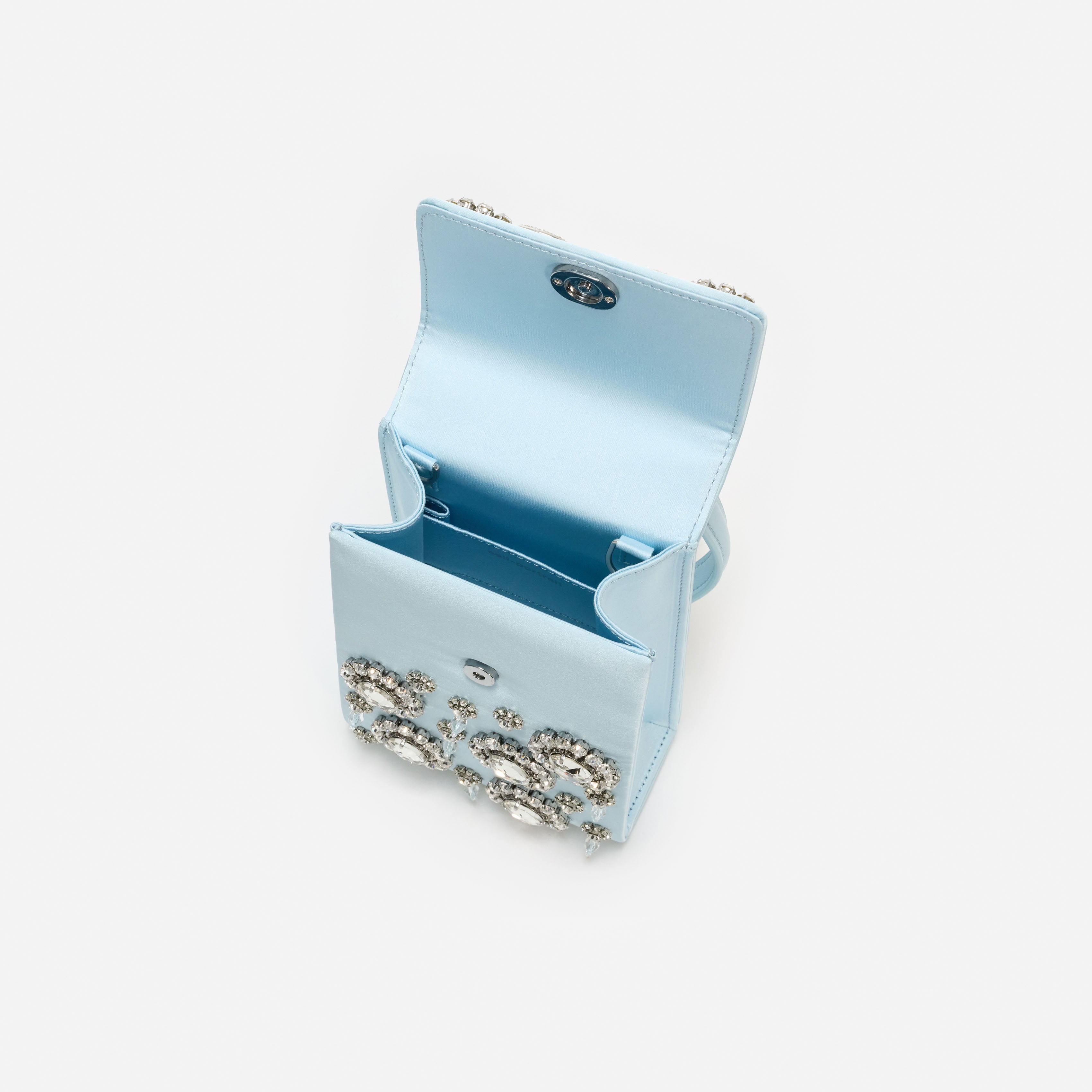 Self Portrait Blue Satin Crystal Mini Tasche blau