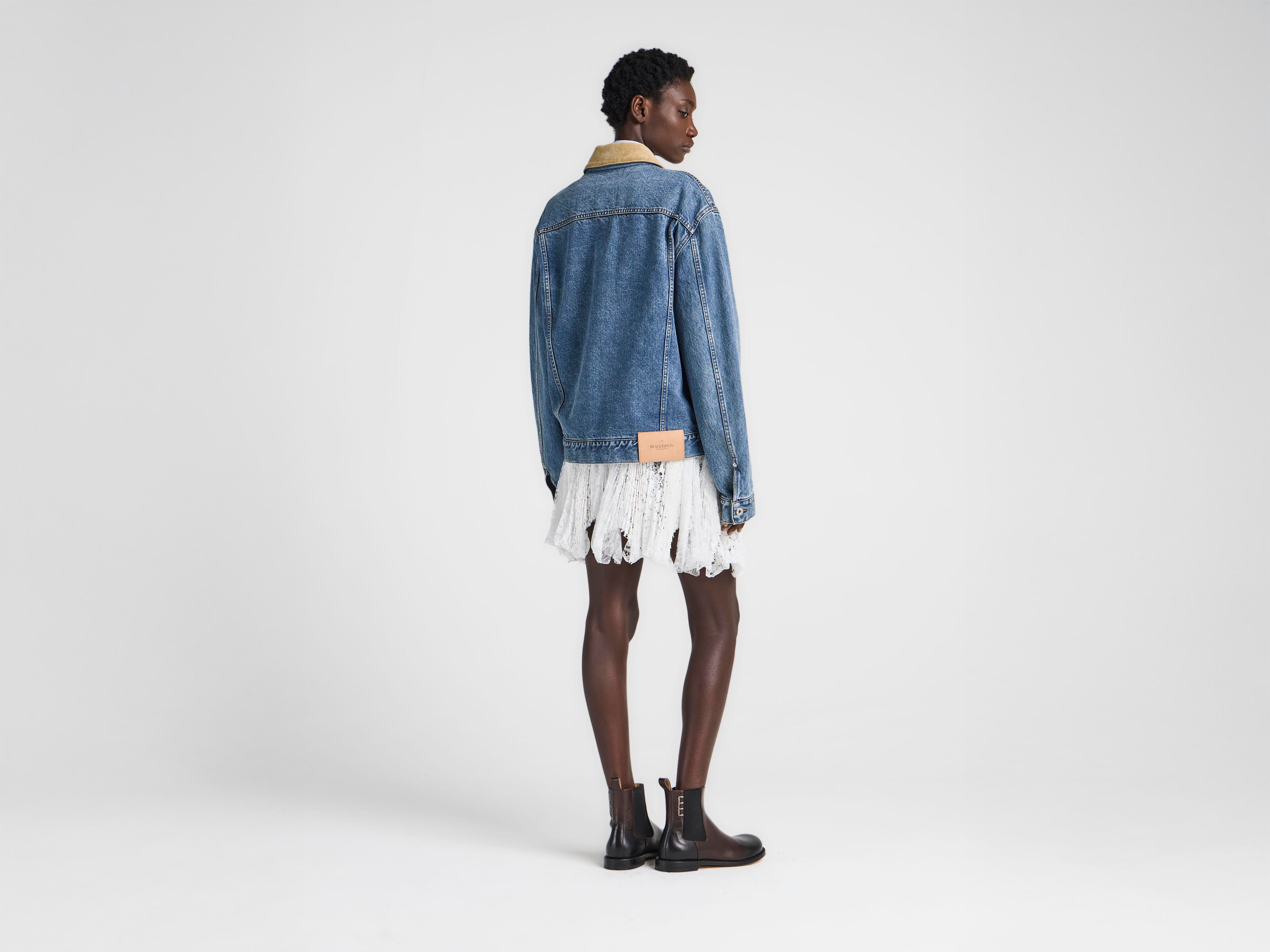 J.W.Anderson Corduroy Collar Denim Jacke mittelblau