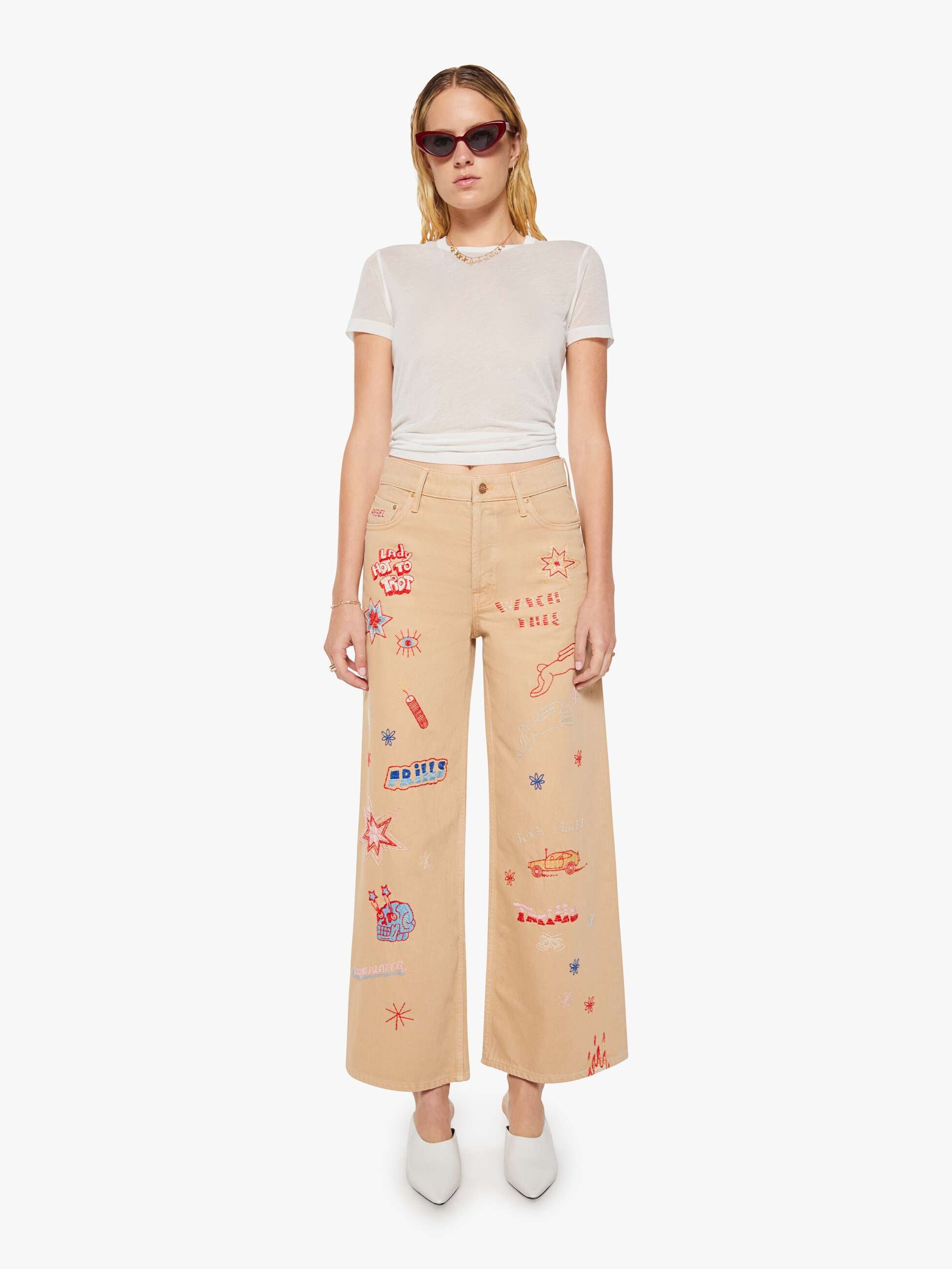 Mother Snacks Mid Rise Double Dip Nerdy Jeans Khaki Weit