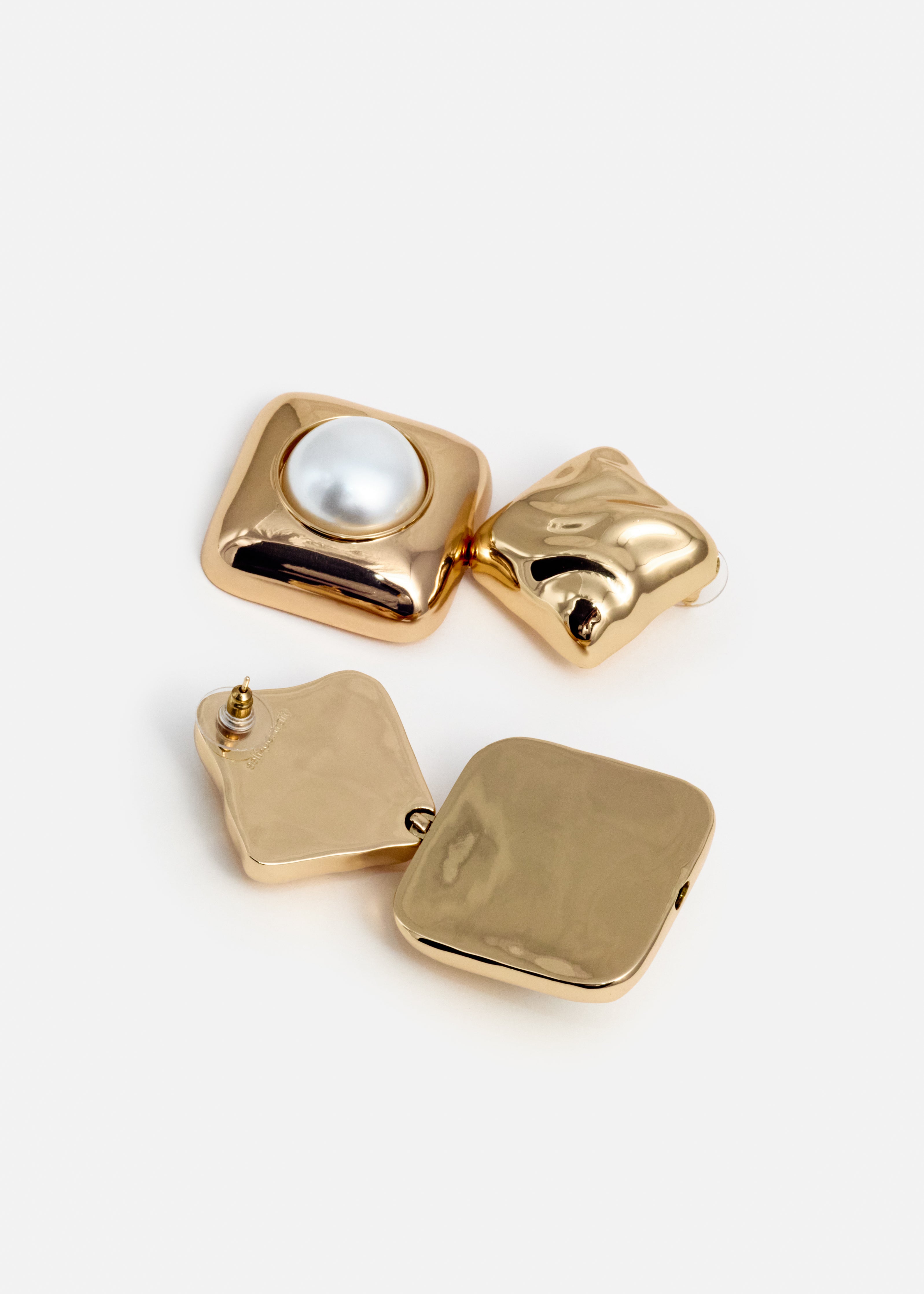 Self Portrait Mottled Gold Pearl Tiered Ohrringe Gold Perle