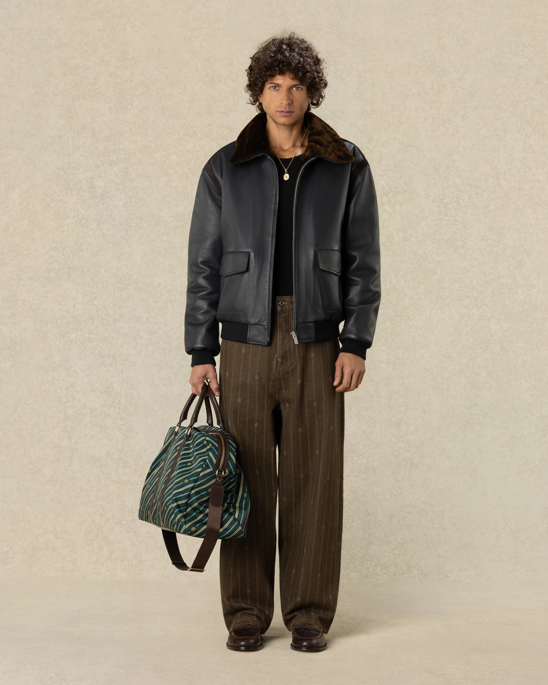 Drôle De Monsieur Aviator Jacket Lederjacke Dunkelgrau Leder