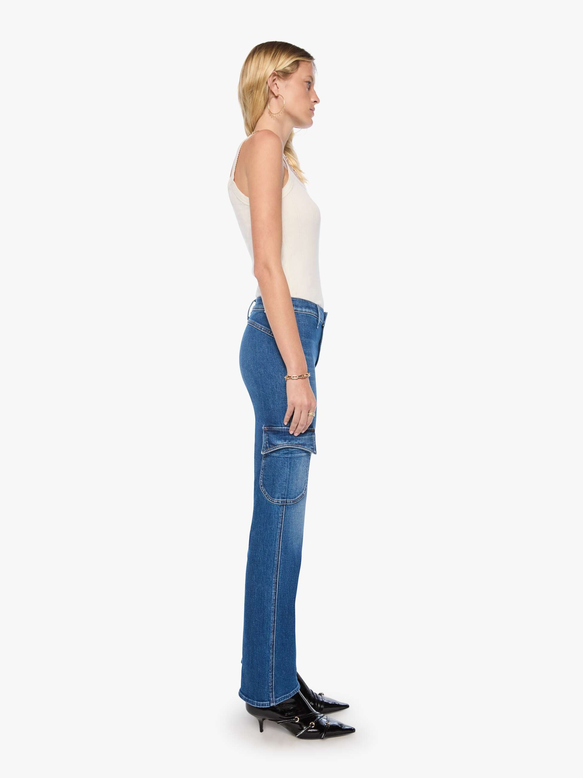 Mother The Draw Hustler Skimp Damenjeans Mittelblau